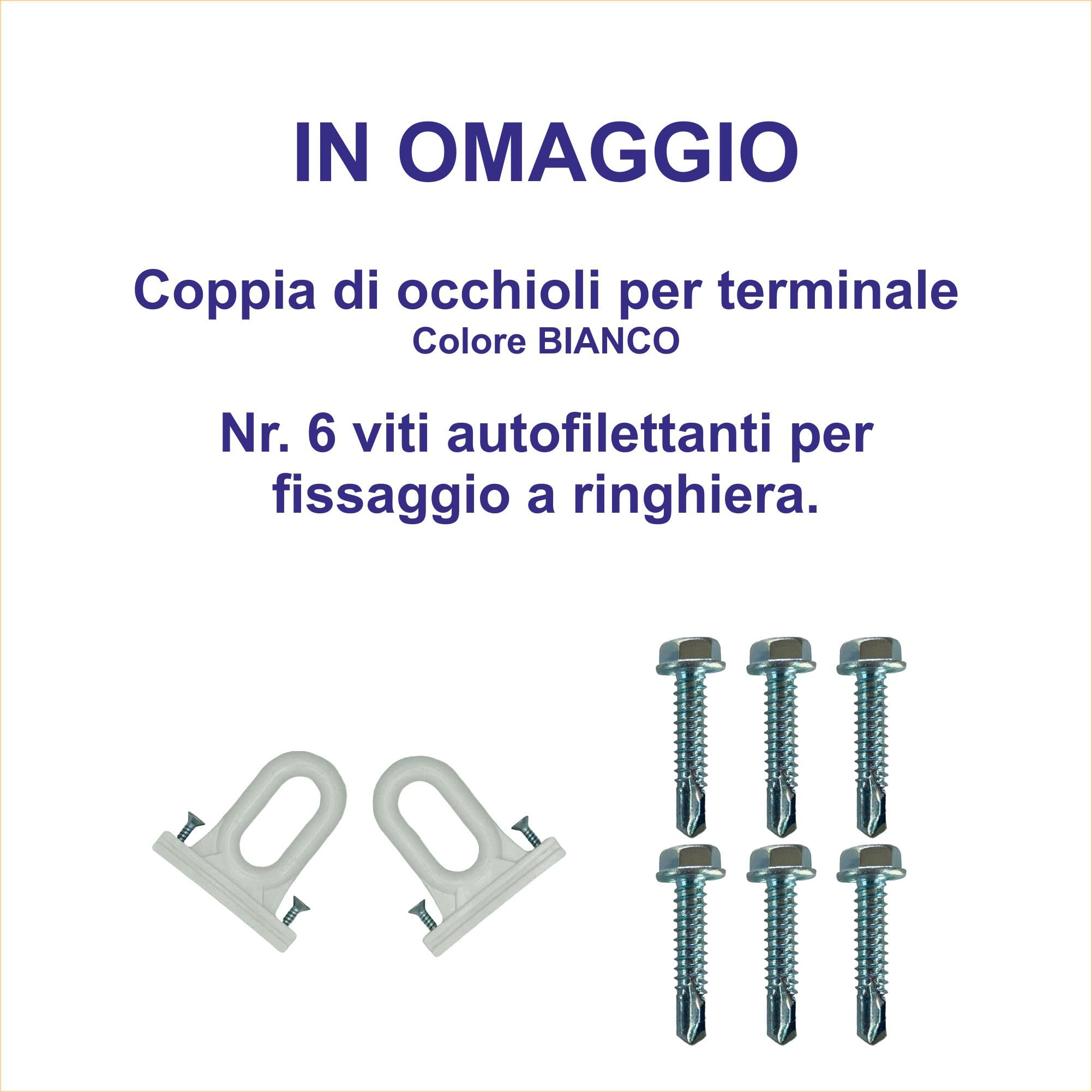 Braccetti Per Tenda Da Sole FRAMIG - Coppia In Alluminio Bianco, Sporgenza 50 Cm, Con Occhioli E Viti, Per Fissaggio A Ringhiera - Foto 5