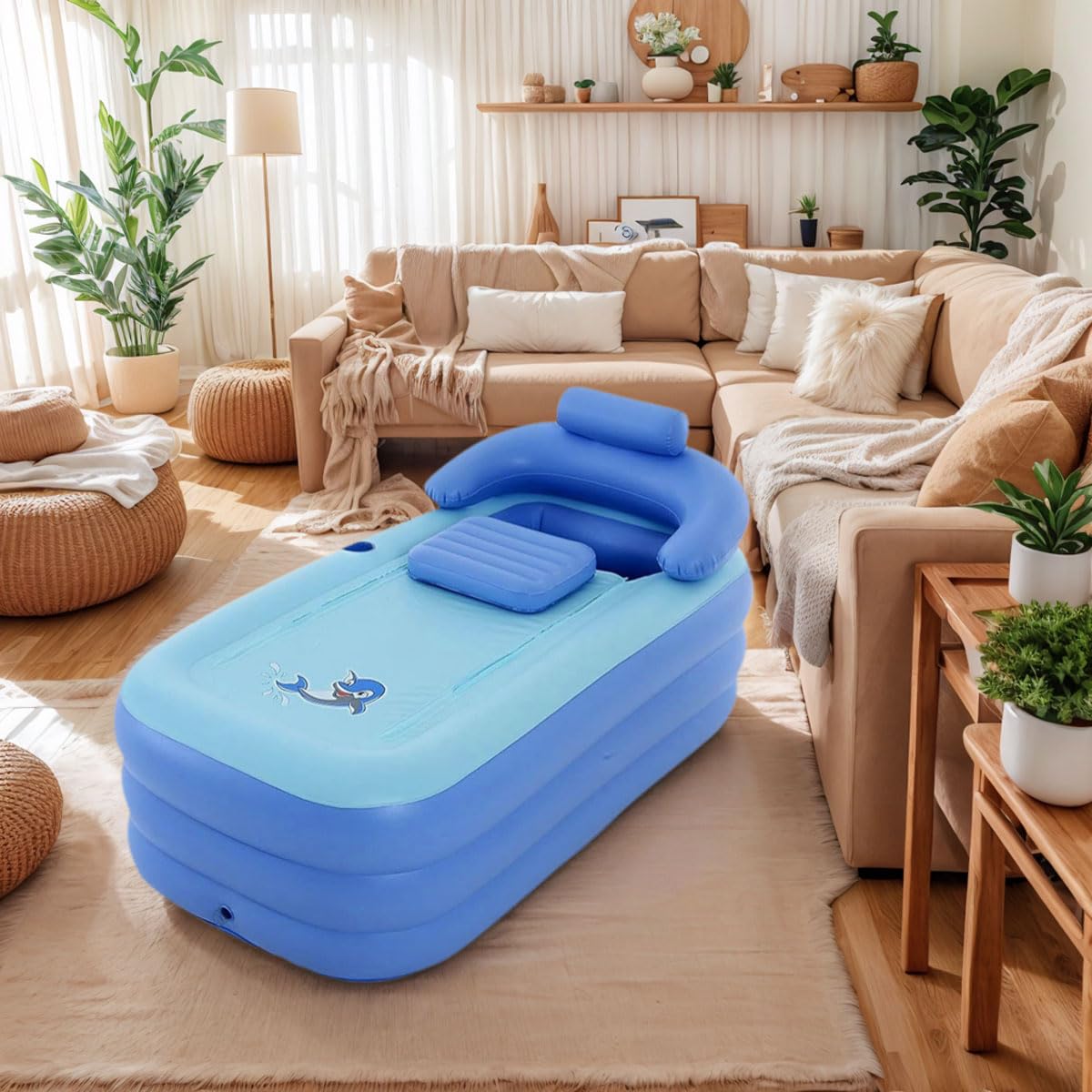 Vasca da bagno gonfiabile per adulti | Pompa elettrica e design a 3 camere | Vasca pieghevole portatile per bagno, balcone e campeggio