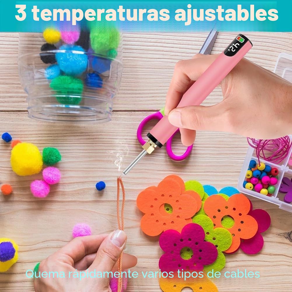 Kit de quemador de hilo recargable para hacer joyas, herramienta digital de exterminador de hilos, de , costura, tejido y encordado C