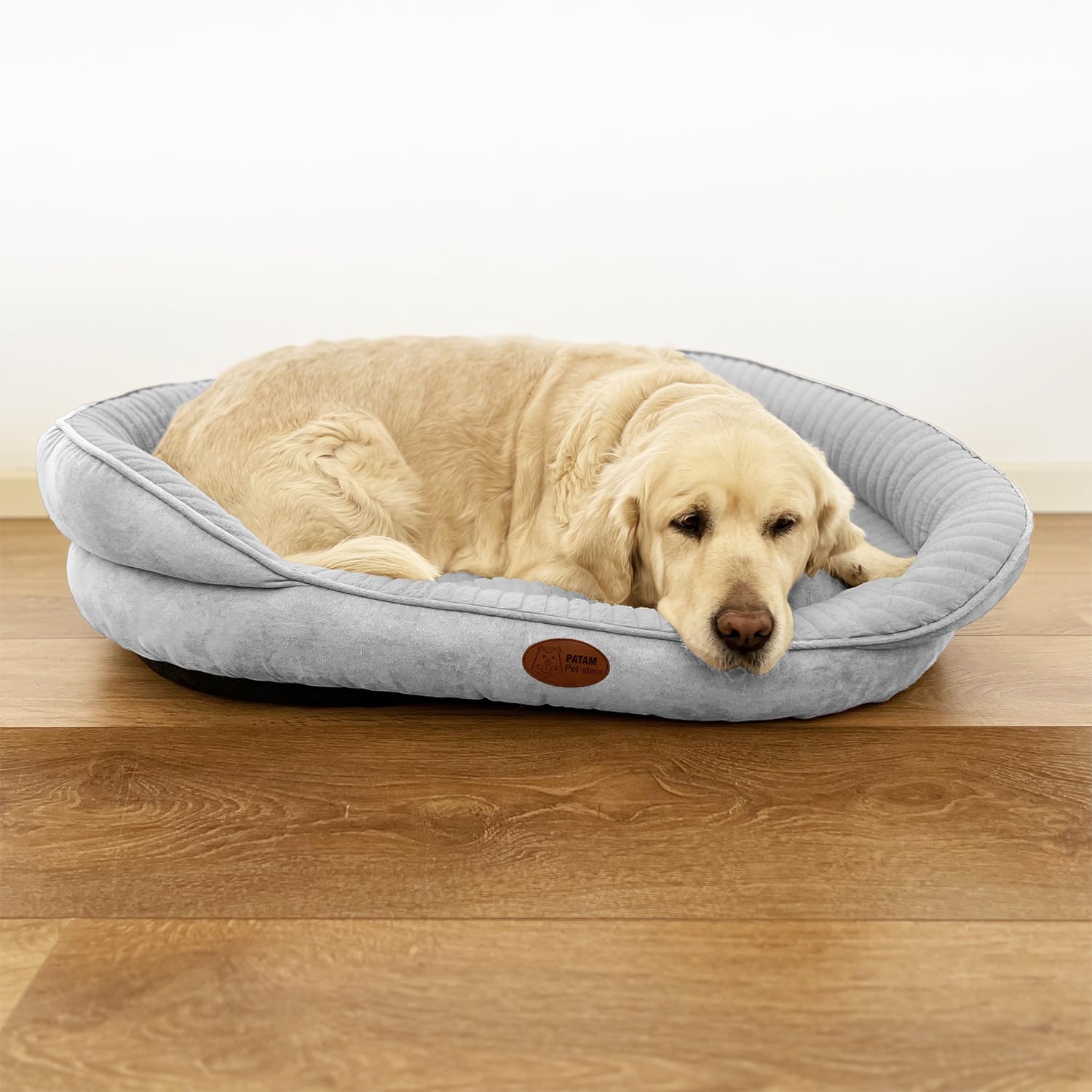 Cama Sofá para Perros y Gatos – con Funda Lavable en Lavadora – Cama Suave con Borde Elevado y Fondo Antideslizante – Shiro Gris Claro, Extra-Large 90 x 70 x 25 cm