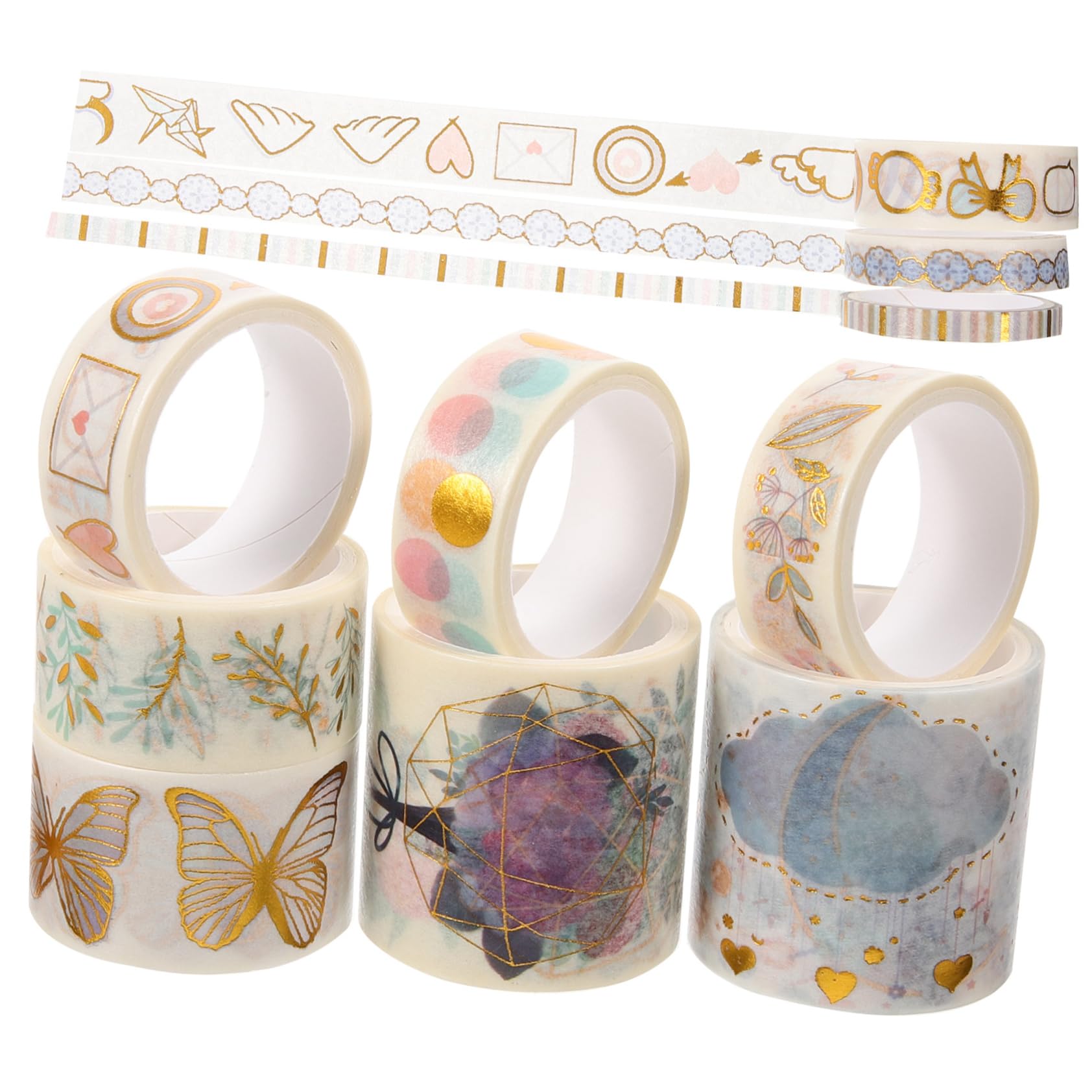 PartyKindom 36rotoli Washi Tape Decorativi Per Scrapbooking Planner e Adesivi Delicati Per Diario e Creazioni Artigianali Stili Unici e Colorati