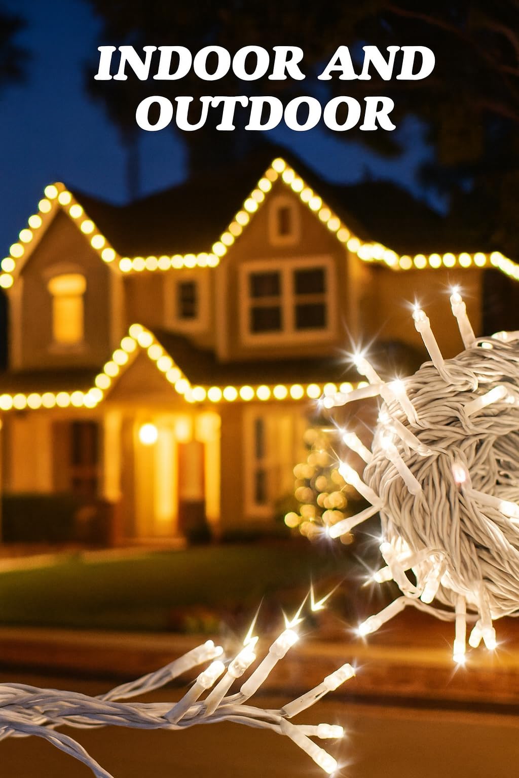 Łańcuch świetlny 300 diod LED, 30 m, zielone światło, biały kabel, IP65, przedłużany, efekt błysku, girlanda bożonarodzeniowa, sklepy, balkon bożonarodzeniowy