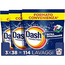 Dash Power Pods Detersivo Lavatrice In Capsule Extra Smacchiante, 114 Lavaggi (38×3) Rimuove anche le macchie secche da 7 giorni, per una pulizia impeccabile