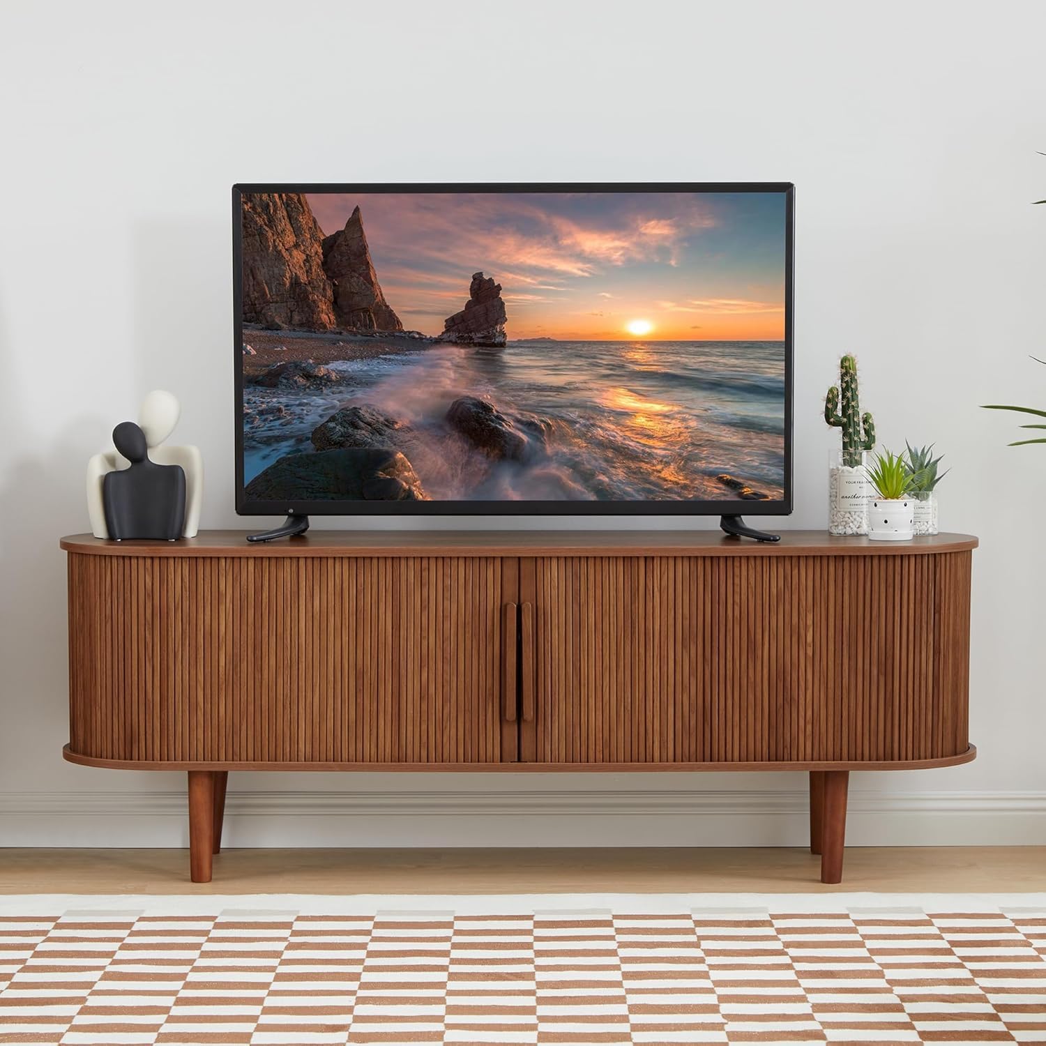 キャビネット 2段 サイドボード リビングボード 脚付 テレビ台 BROWN Amazon｜YAMAKAWAKAGU キャビネット 収納 幅120cm サイドボード