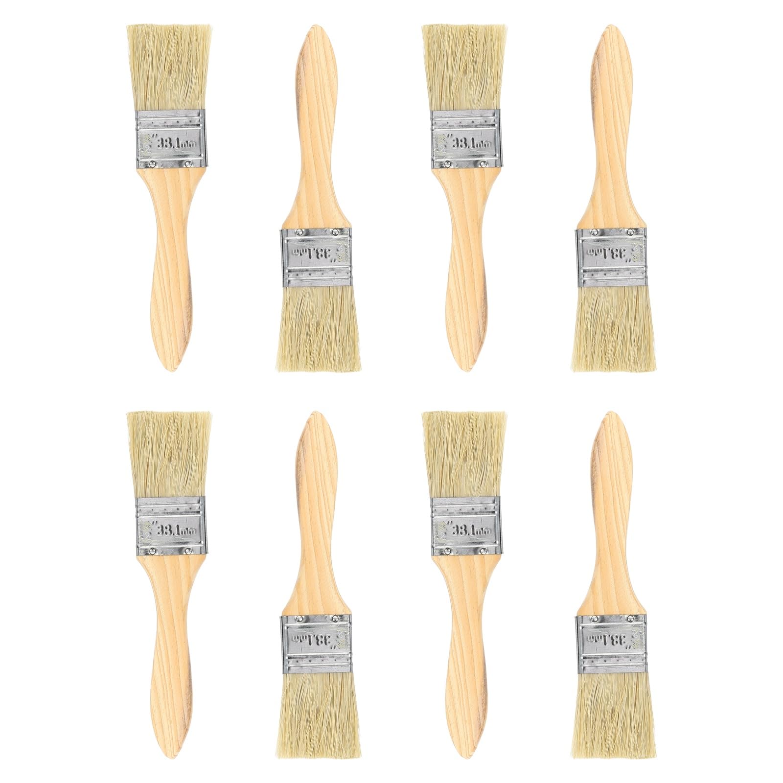 sourcing map 8pcs Chip Paint Brush 1.5" Flat Painting Brushes Synthetic Bristle Paint Brushes with Wooden Handle for DIY Art Painting Furniture Cabinet Fences Deck Wall Door Trim