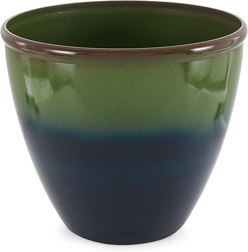 Suncast Seneca - Maceta decorativa para exteriores de 16 pulgadas, color verdeazul, 1606GP36, sin tamaño
