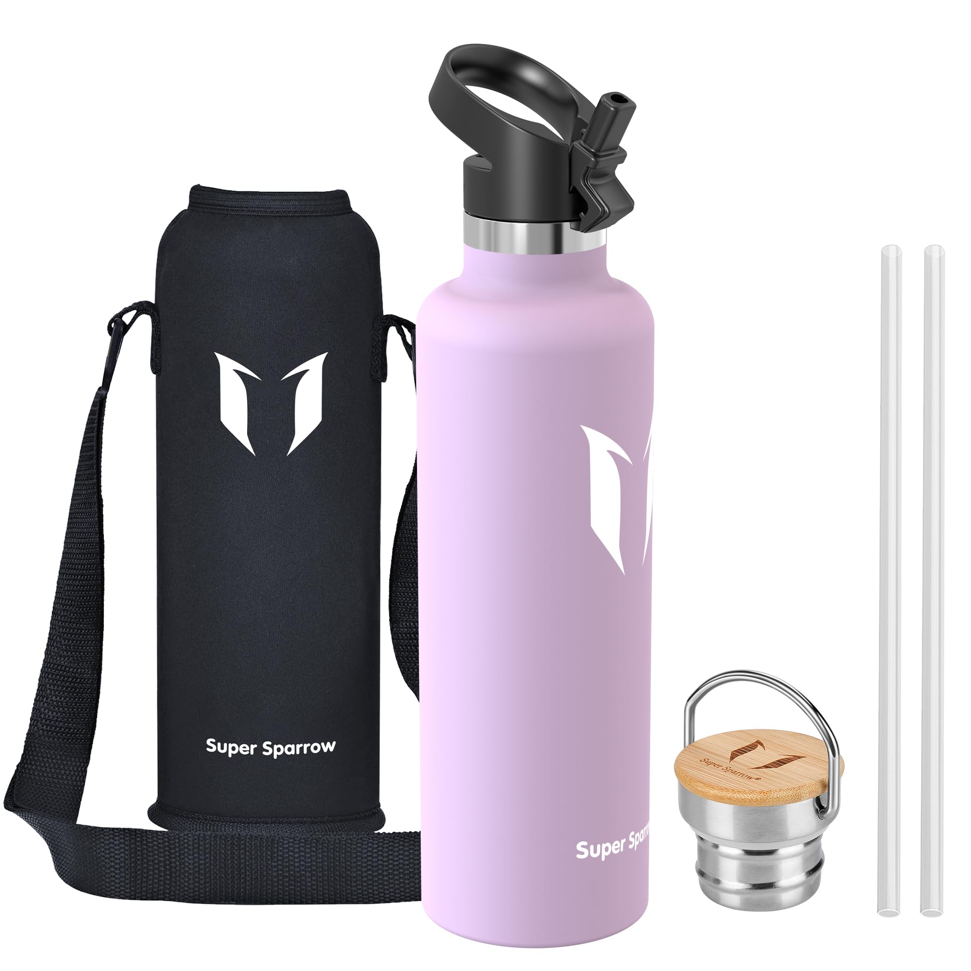 Super Sparrow Borraccia Termica - Bottiglia Termica Senza Perdite - 350ml/500ml/620ml/750ml/1L - Senza BPA Borracce Bambini - Per Scuola, Sport, Campeggio, Palestra, Ciclismo - Con 2 Tappi