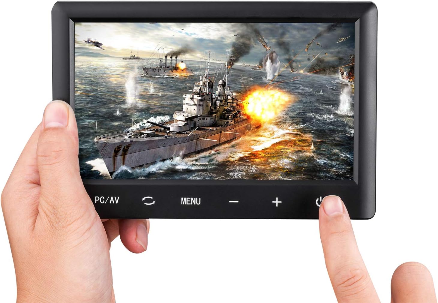 KALESMART 7 Inch Small Portable Security Monitor HD 1024x600 TFT LCD Display Screen with AV VGA HDMI Input, Touch Keys,Built-in Speakers, Remote Control for PC Raspberry Pi 4B 3B+ Security Camera