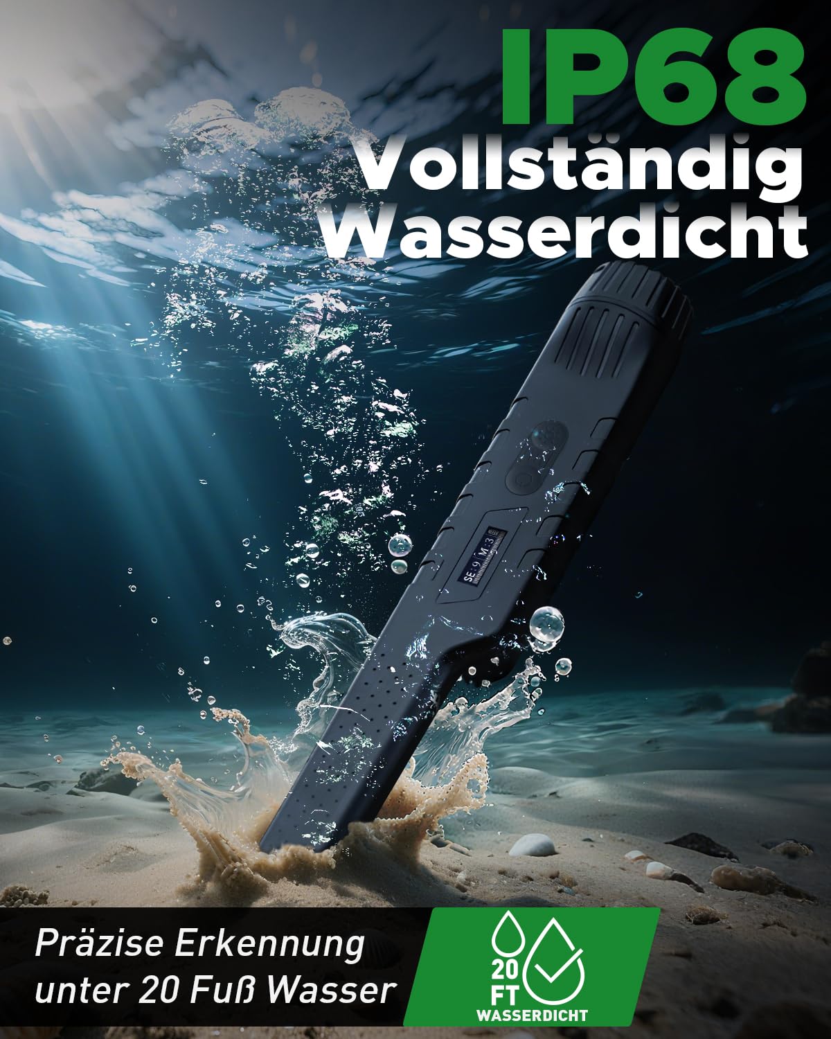 Hazlewolke Pinpointer Metalldetektor Aufladbar - Pinpointer Vollständig Wasserdicht mit Einer Taste Störungsbeseitigung, Superhet-Tec Pin Pointer Metallsucher Zubehör für Erwachsene & Kinder