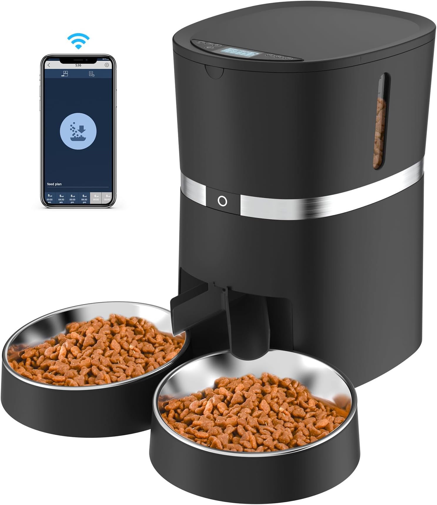 PETLIBRO Distributore Automatico Cibo Per Gatti RFID 5G Wi-Fi – Sensore Per Collare, App, 1-10 Pasti, Capienza 3L, Nero