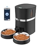 Smart Cat Feeder, WellToBe Automatic Cat Feeder WiFi Enable Pet Dog Food Dispenser App Control for Cat&Dog with Two-Way Splitter and Two Bowls, Voice Recorder Distribution Alarms, Portion Control