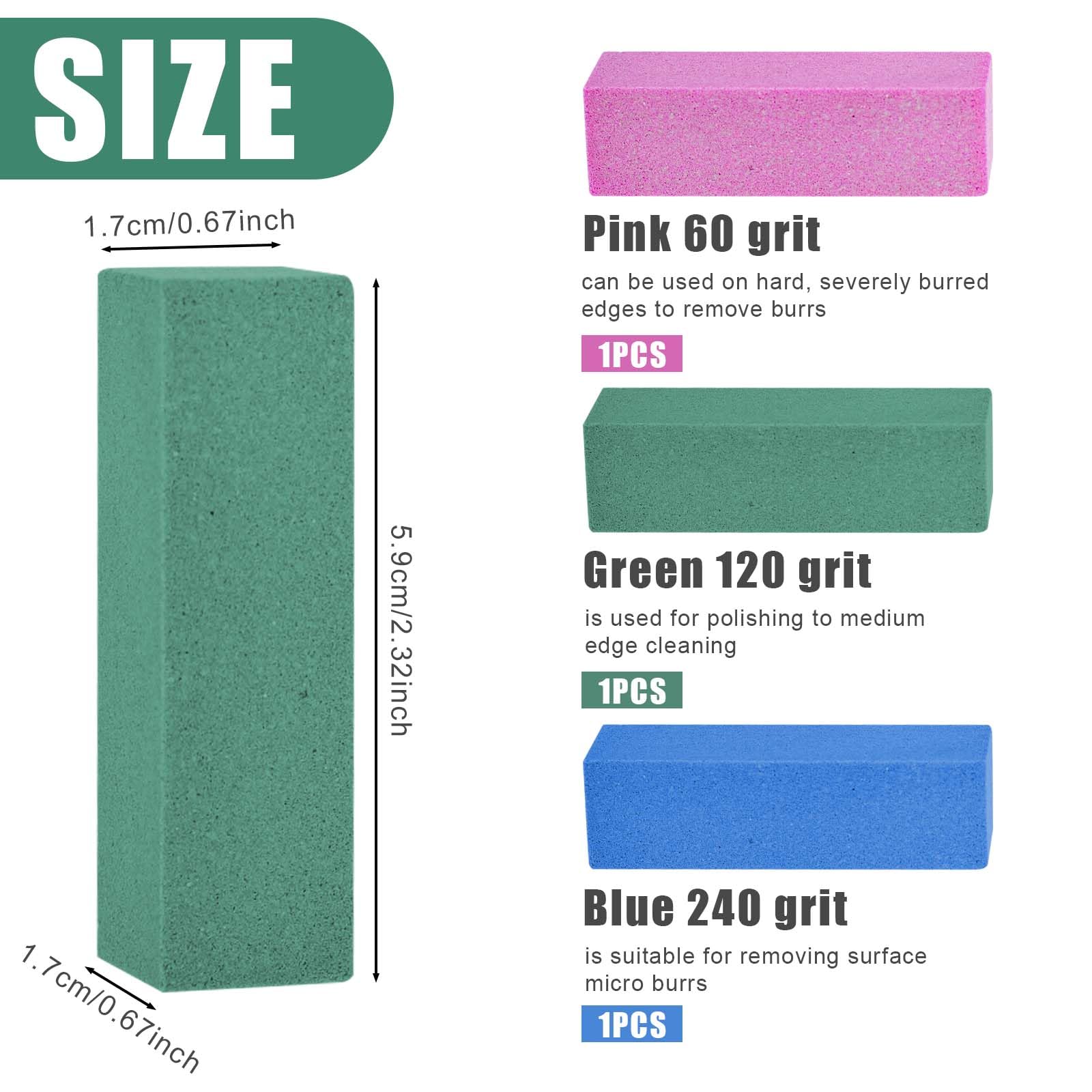 Pierre Abrasive en Caoutchouc pour Snowboard 3pcs Rose Vert Bleu