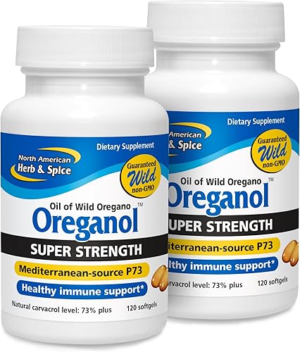 NORTH AMERICAN HERB & SPICE Super Strength Oreganol P73 - Paquete de 2, 120 cápsulas blandas, apoyo al sistema inmunológico, sin OMG, apto para