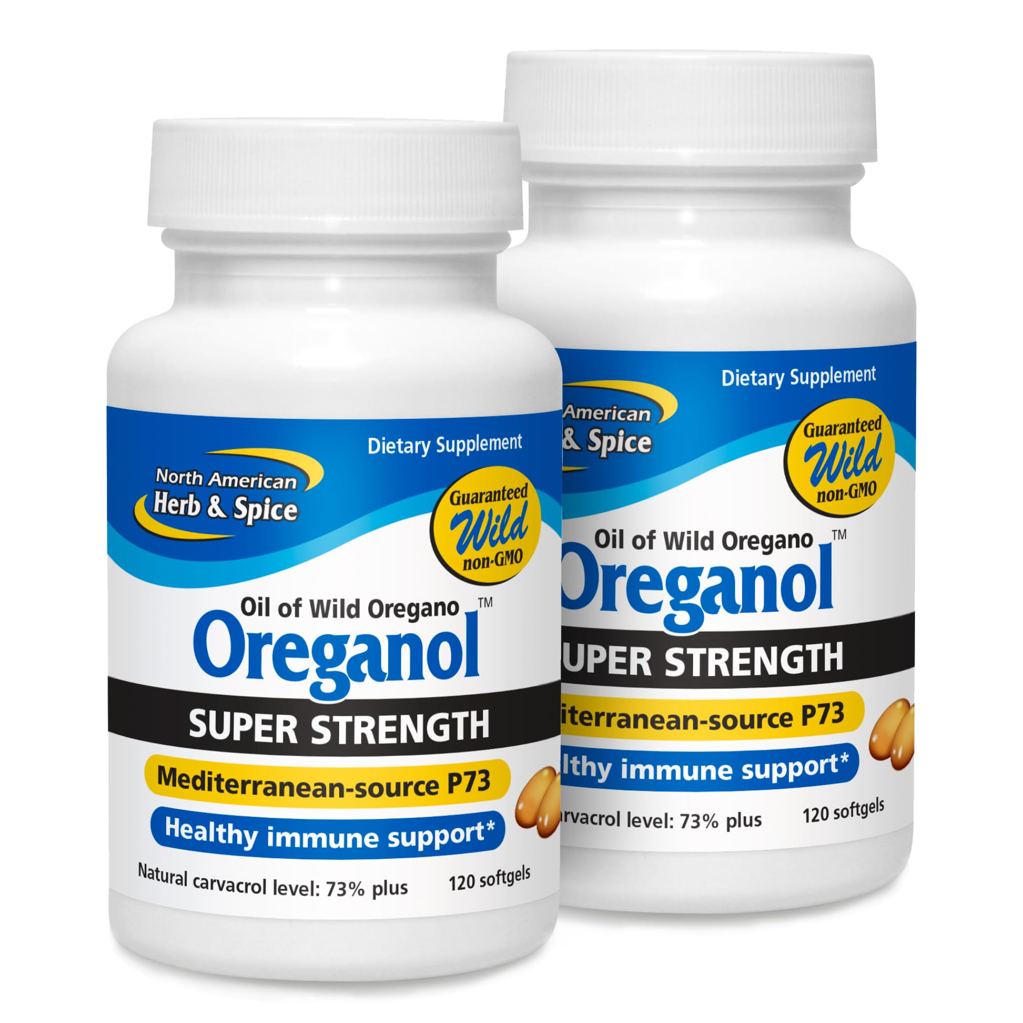 NORTH AMERICAN HERB & SPICE Super Strength Oreganol P73 - Pack of 2, 120 Softgels - Immune System Support - Non-GMO, Vegan Friendly - 240 Total Servings 120 Count (Pack of 2)