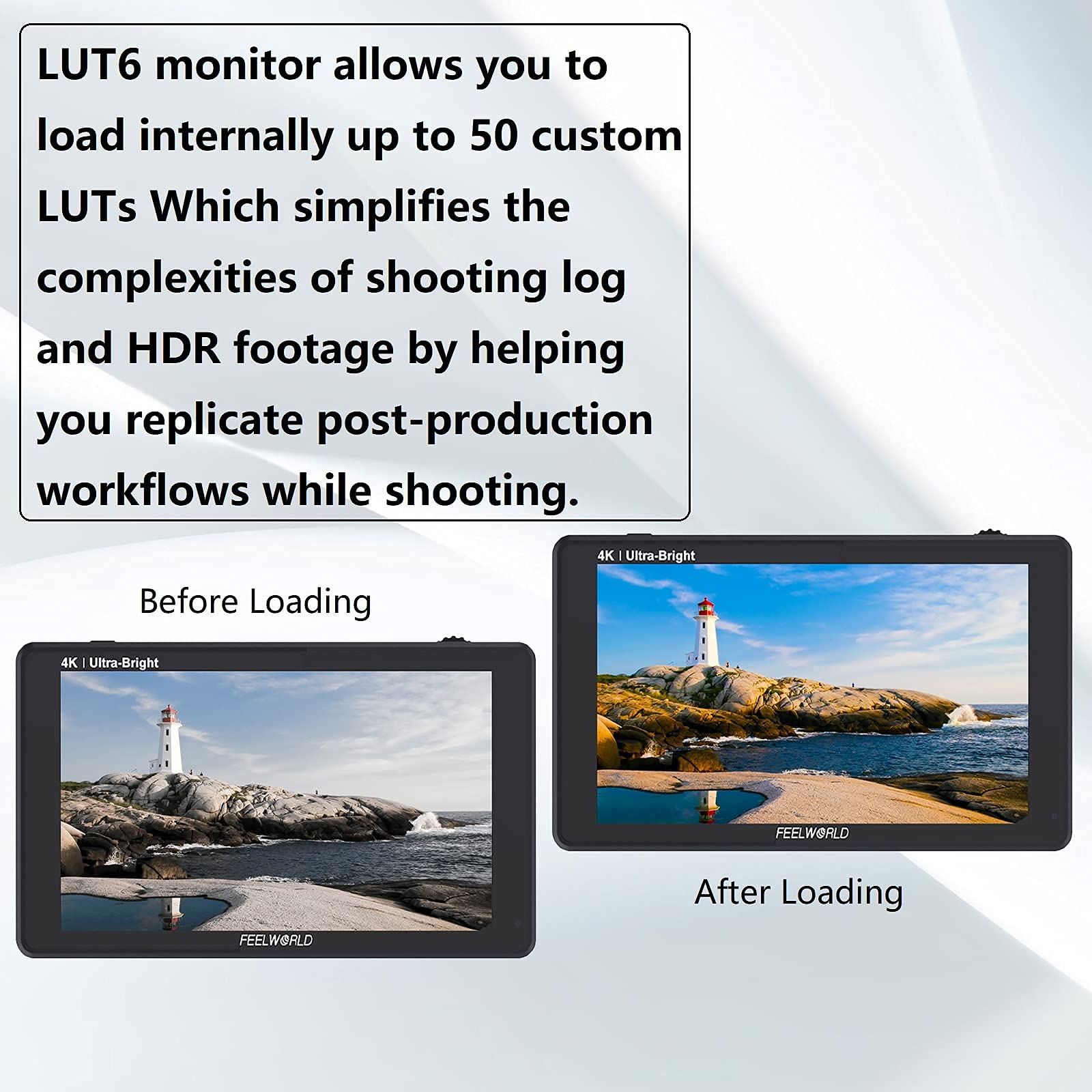 Amazon | FEELWORLD LUT6 6インチ 超明るい 2600nits HDR / 3D LUT