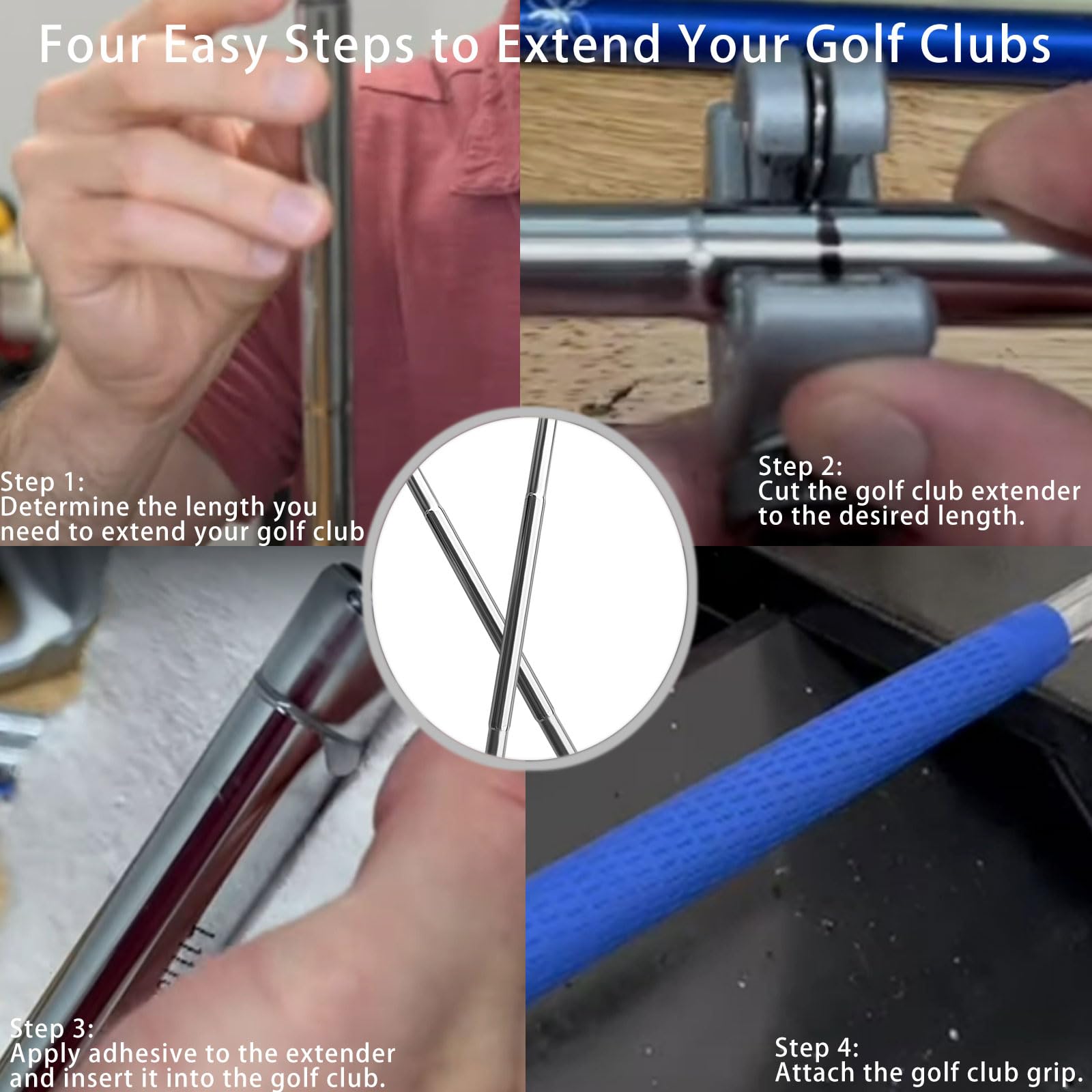 Extensor de palos de golf – Extensores de palos de golf de acero inoxidable de 1,5 cm para alargar tú mismo, reutilizable dos veces por pieza, paquete de 6