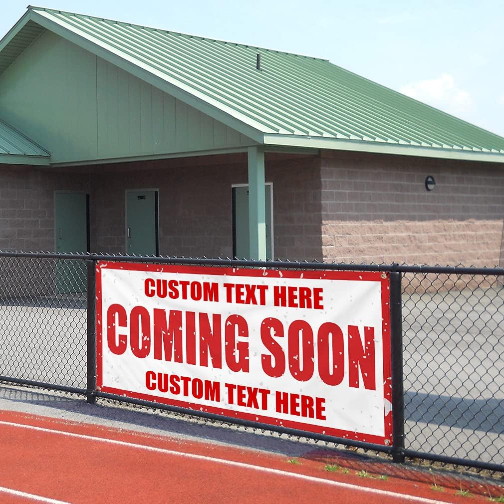 Custom Vinyl Banner Multiple Sizes Coming Soon Business Coming Soon Outdoor Weatherproof Industrial Yard Signs 4 Grommets Personalized Text Here 24x48Inches