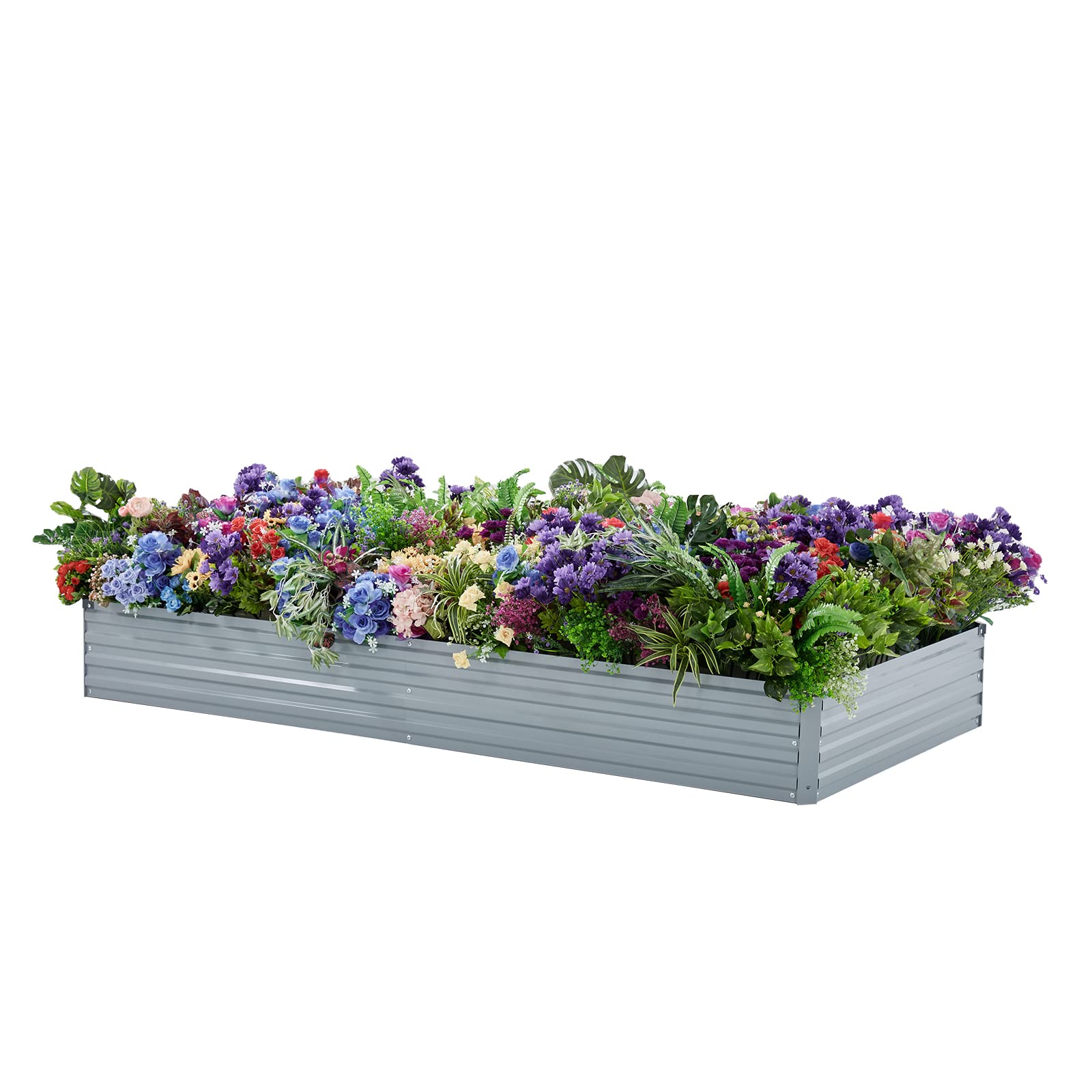8x4x1ft Galvanized Raised Garden Bed,Outdoor Planter Box Metal Patio Kit Planting Bed for Vegetables Flowers and Succulents,Grey