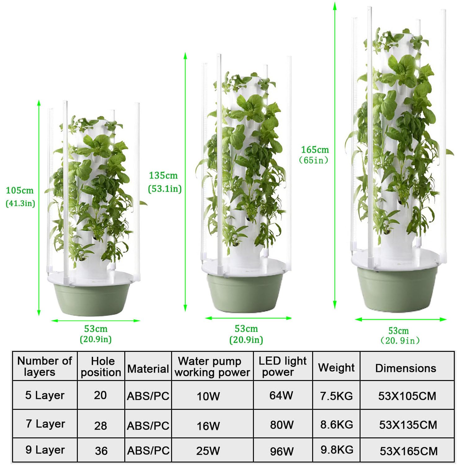 Kit de sis-Tema de Cultivo hidropónico Vertical para jardín de Torre, con macetas de 20, 28 y 36, con Tanque y sis-Tema de Cultivo hidropónico para jardinería Interior,28pods