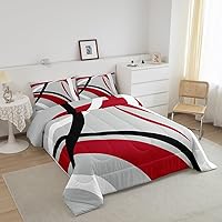 Vista 2 de Juego de ropa de cama de círculos geométricos, juego de edredón moderno retro con ojales para niños, niñas y adolescentes, decoración de rayas Gris