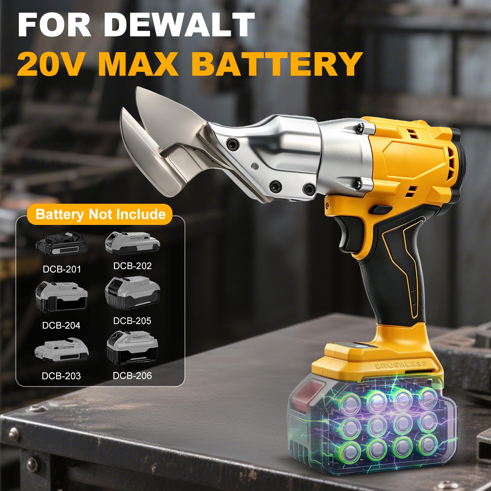 Cizalla de metal inalámbrica compatible con batería Dewalt de 20 V (sin batería)
