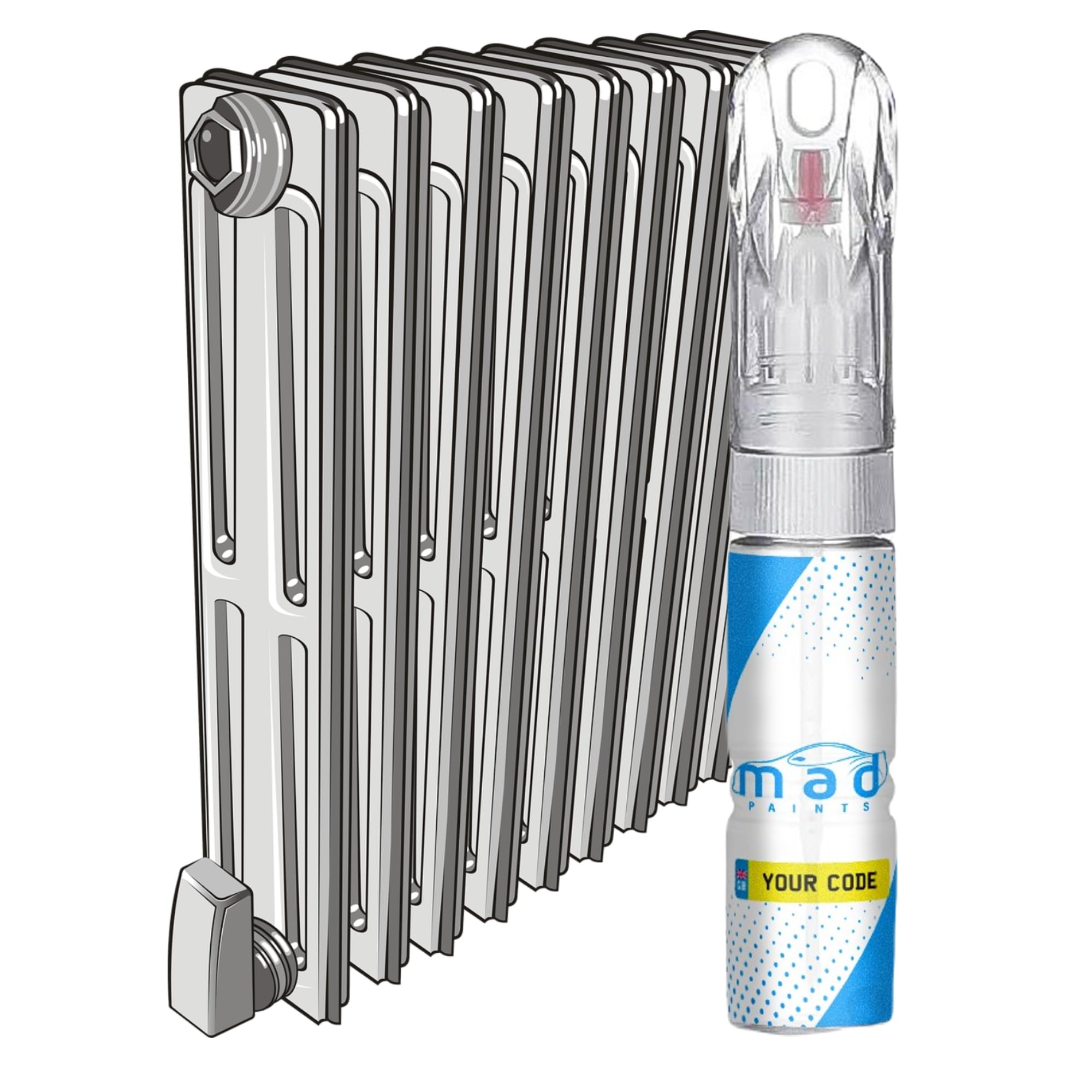 White Enamel Touch Up Paint Pen Compatible with Radiators & Kitchen Appliances - 20ml Precision Scratch Repair Kit with Needle & Brush - UK Mixed Automotive Paint Pen for Exact Colour Match