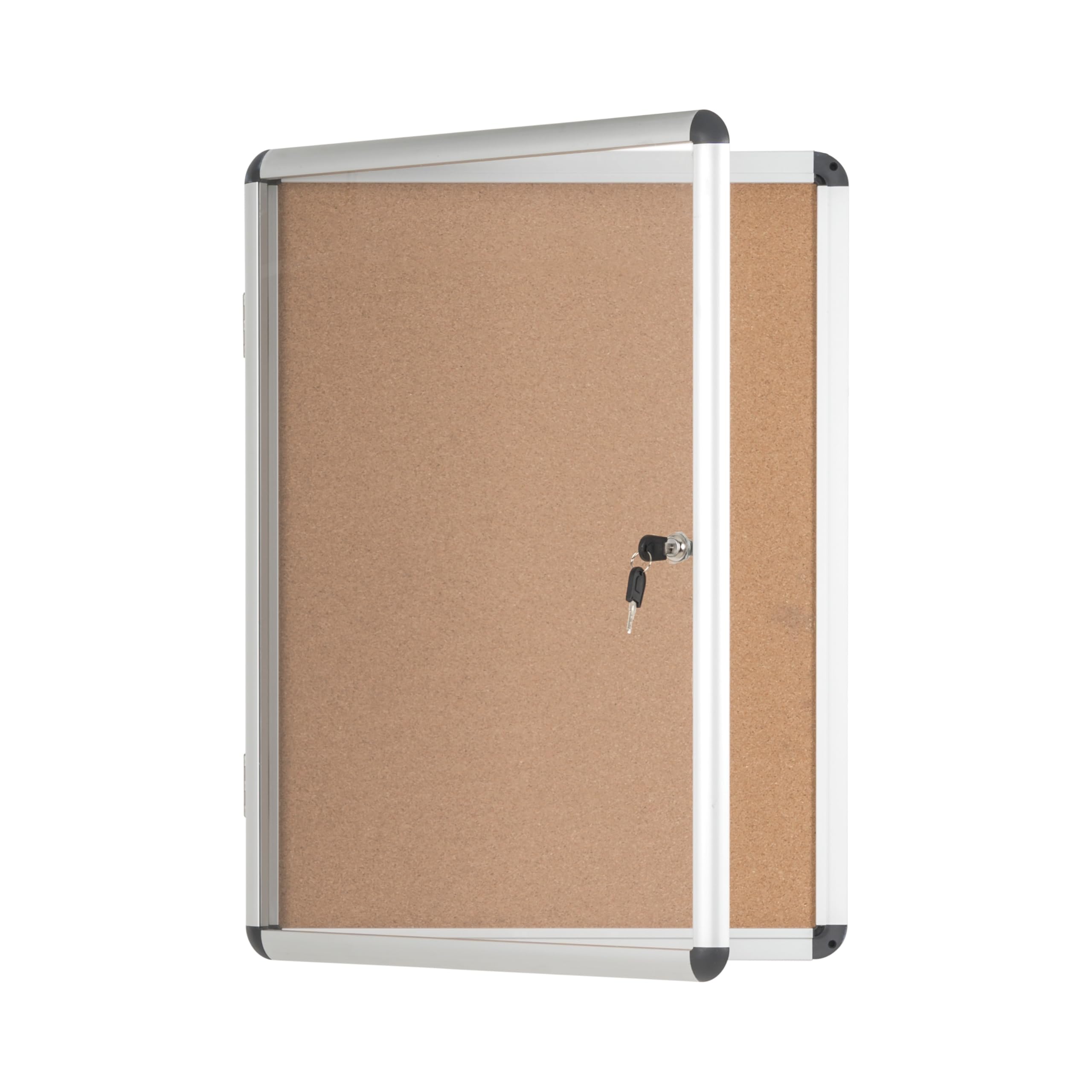 Bi-Office Enclore - Bacheca In Sughero, 4 x A4, Bacheca Con Anta Battente Per Interni in Alluminio, 500 x 674 mm