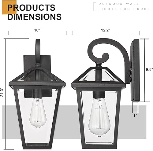 Miniatura 8 de Faroles grandes para exteriores de 21 pulgadas, impermeables, con vidrio, lámpara de pared exterior, apliques de pared exterior, luces de porche