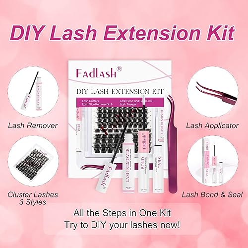 Miniatura 2 de Kit de extensiones de pestañas para pegar y sellar, removedor de pegamento de pestañas con pinzas para bricolaje, kit de extensión de pestañas, kit