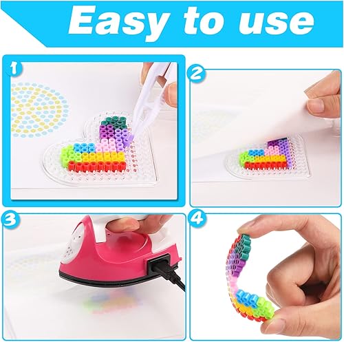 Miniatura 3 de Kit de cuentas de hierro para niños, 4500 piezas de 24 colores, juego de cuentas de plástico fundido de 0.197in, incluye tableros de clavijas, juego