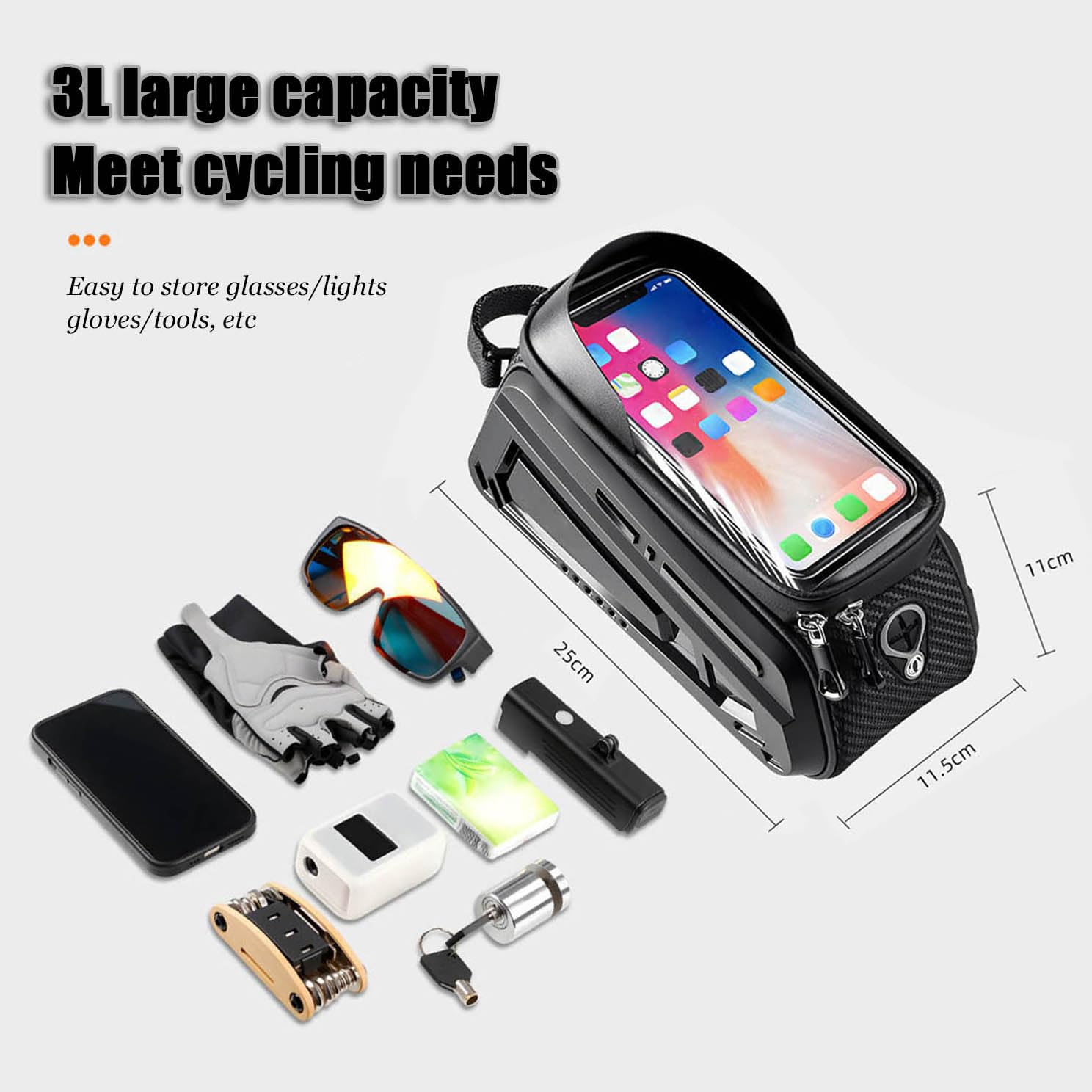 Fahrrad Rahmentasche für Trek 1000c 2004, wasserdichte Fahrradtasche Rahmen Handy mit TPU Sensitivem Touchscreen, Fahrrad Lenkertasche Oberrohrtasche