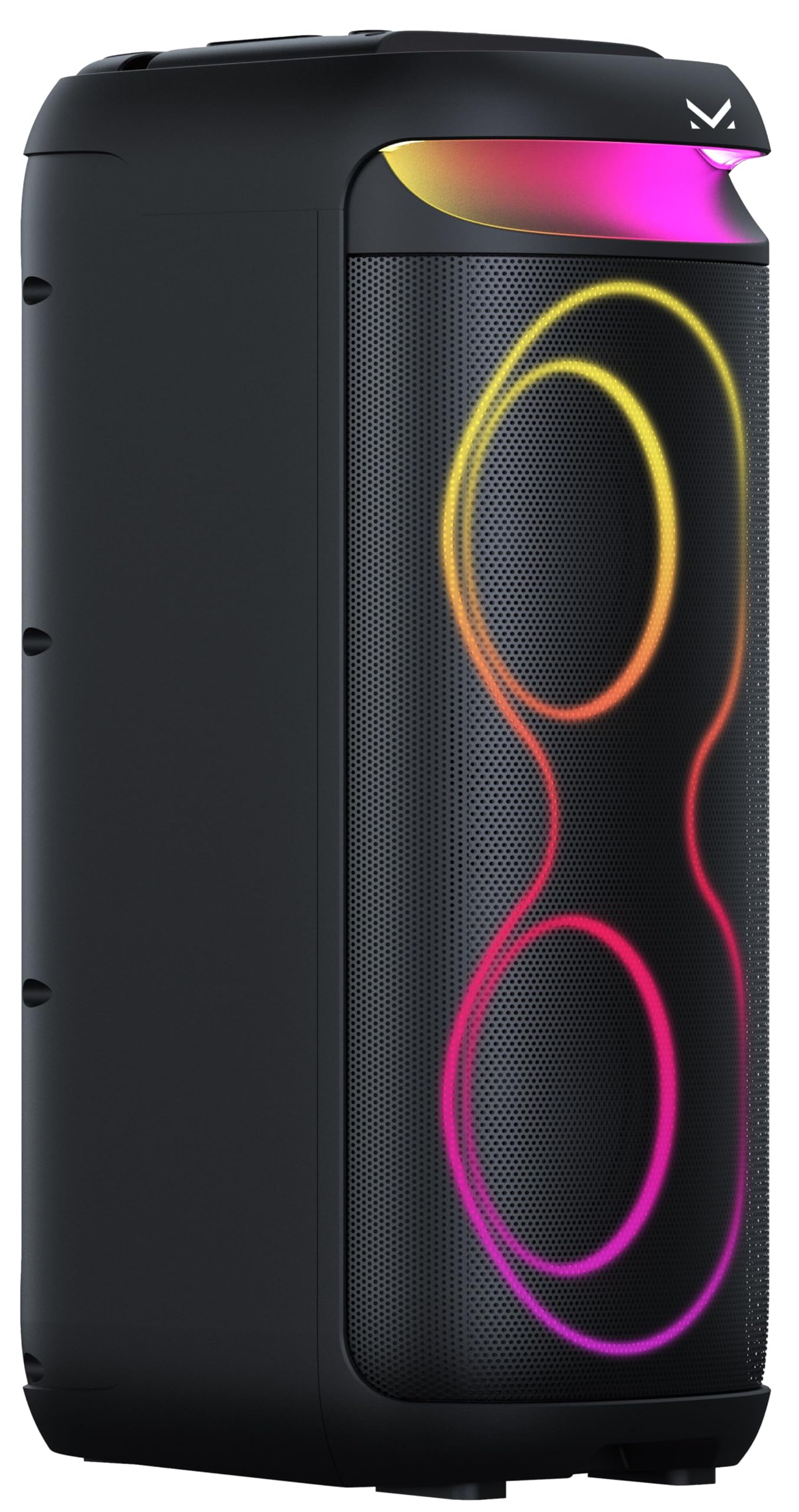 Majestic FIRE 38 – Speaker Wireless audio 5.3, Luci LED multicolor 6 effetti, ingressi USB/Micro SD/AUX/Mic, TWS, batteria ricaricabile, telecomando e microfono a filo inclusi