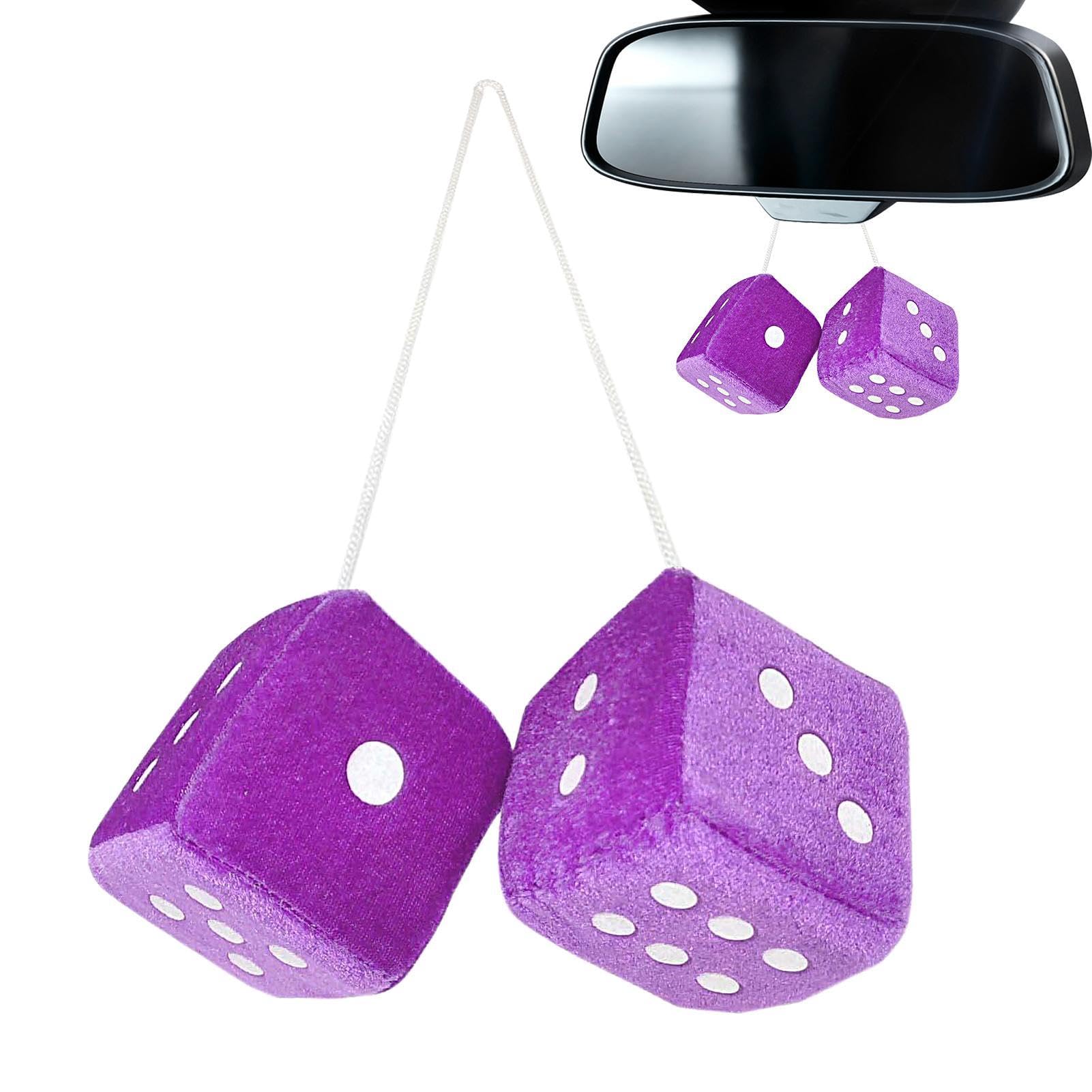 tedious Hanging Car Fluffy Dice | 7cm Furry Dice for Car Mirror | Plush Dices Hanging Ornaments Car Decoration | Couple Fuzzy Dice Car Rear View Pendant for Car Accessories, TS3LS9PTV8X5T2FOI