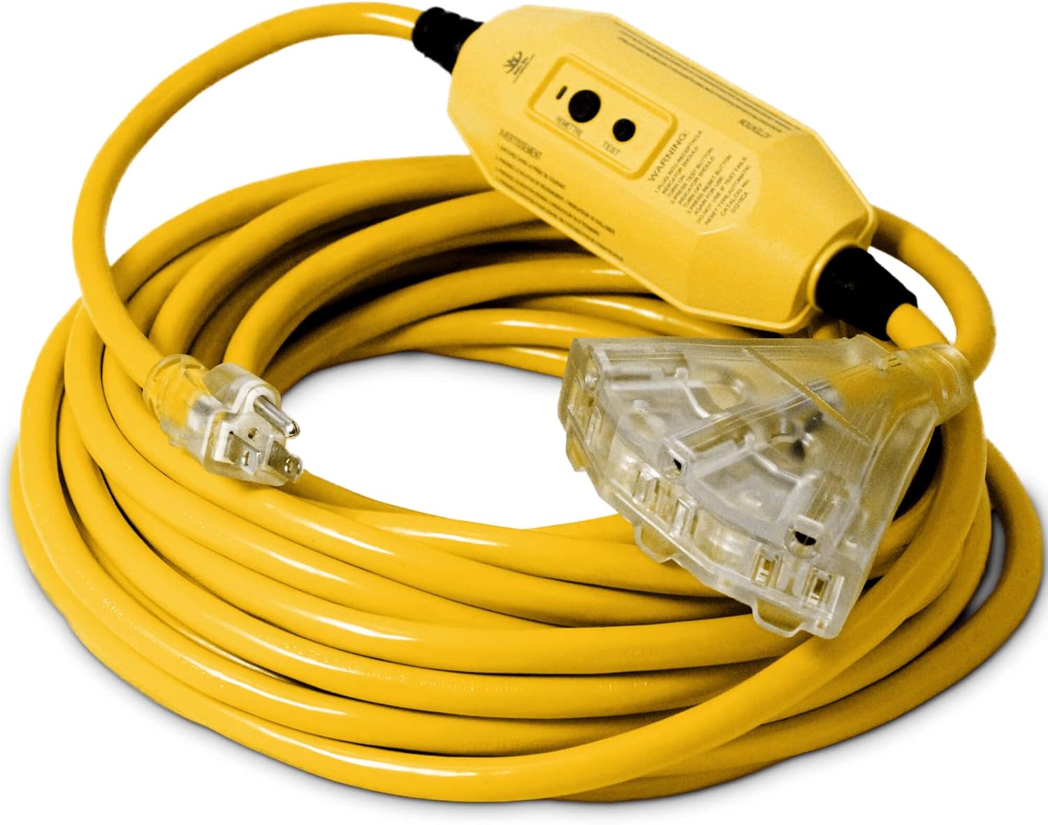 50 ft – GFCI 12 Gauge Heavy Duty Extension Cord – 3 Outlet SJTW – Indoor/Outdoor Extension_Cord by Watt’s Wire – 50′ 12-Gauge Grounded 15 Amp ExtensionCord – GFCI ExtensionCord