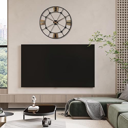 Miniatura 5 de Relojes de pared vintage de metal extra grandes, funcionan con pilas, modernos números romanos con llave, reloj de madera de 24 pulgadas, relojes de