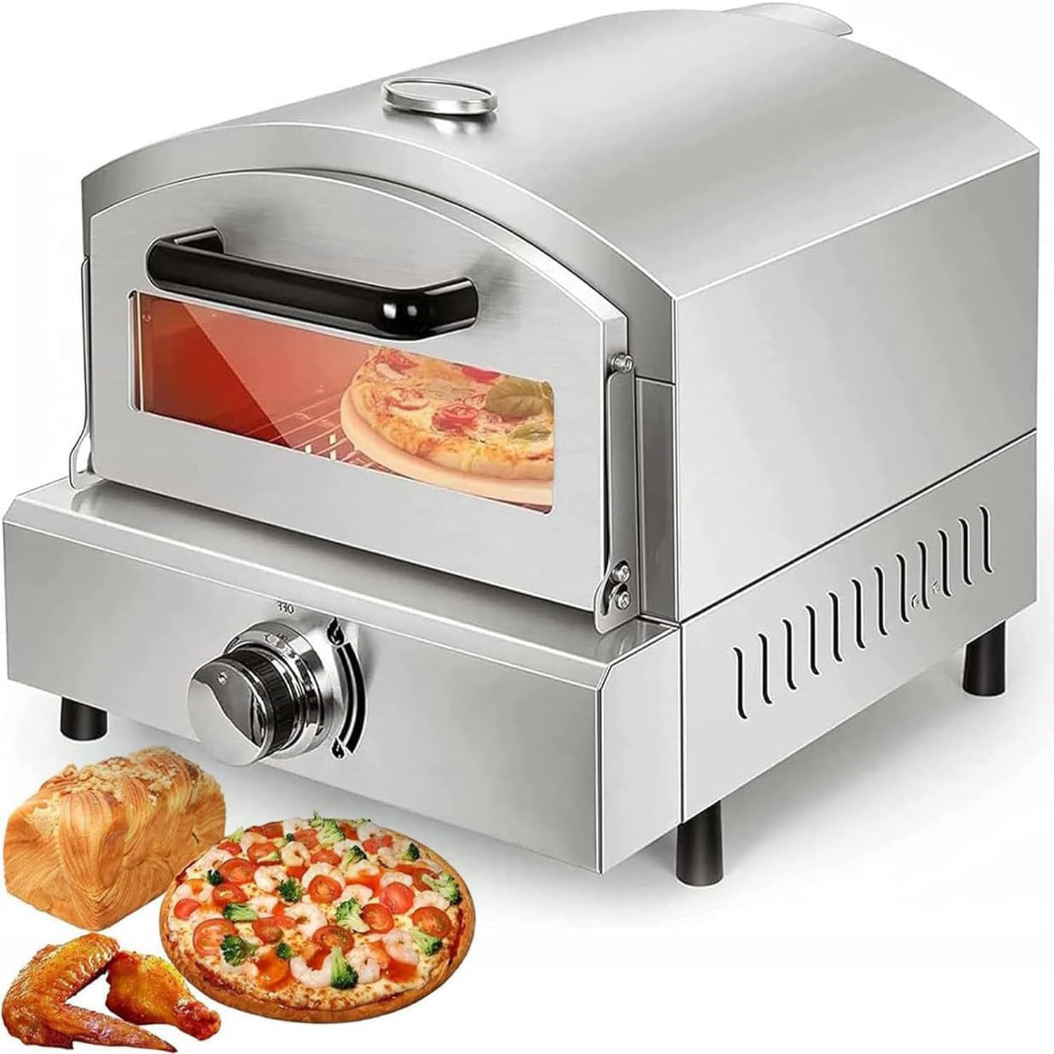 DPLXQPP Commercial Pizza Drawer Oven,Stainless Steel Electric Pizza Oven with Timer,50-360°c Individually Controlled Thermostat,GasPizzaOven