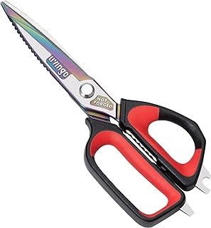 LIVINGO Heavy Duty Kitchen Scissors: Sharp Stainless Steel Titanium Coated Hot Forged Cutting Blade - Multi Purpose Food Shears for Meat Chicken Poultry Fish Bone Vegetable - Dishwasher Safe 9.5 Inch