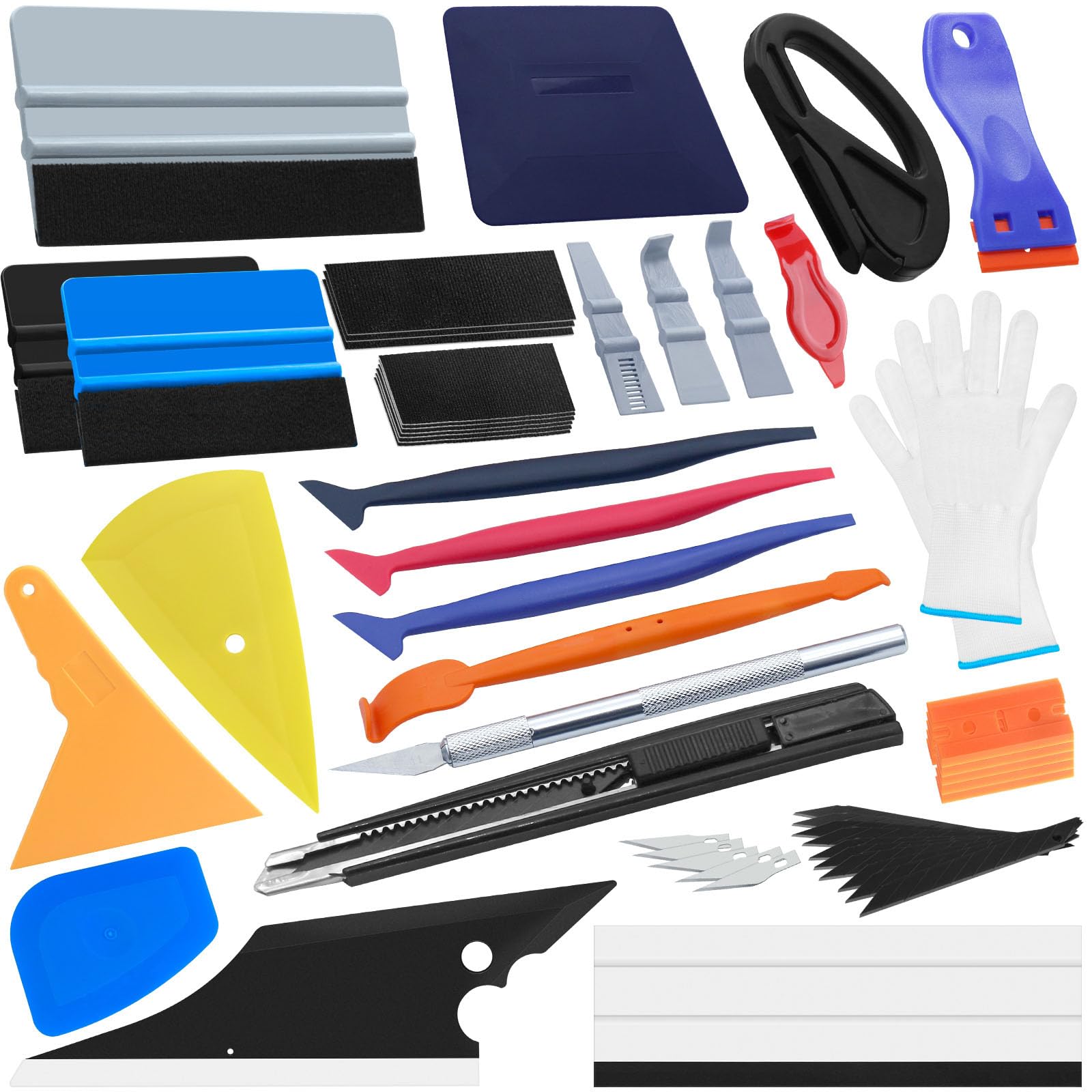 Arayker 27 Pcs Car Vinyl Wrap Applicator Tool Kit Vehicle Wrap Kit Automotive Window Film Tint Tools Car Wrapping Kit Vinyl Wrap Squeegee Kit
