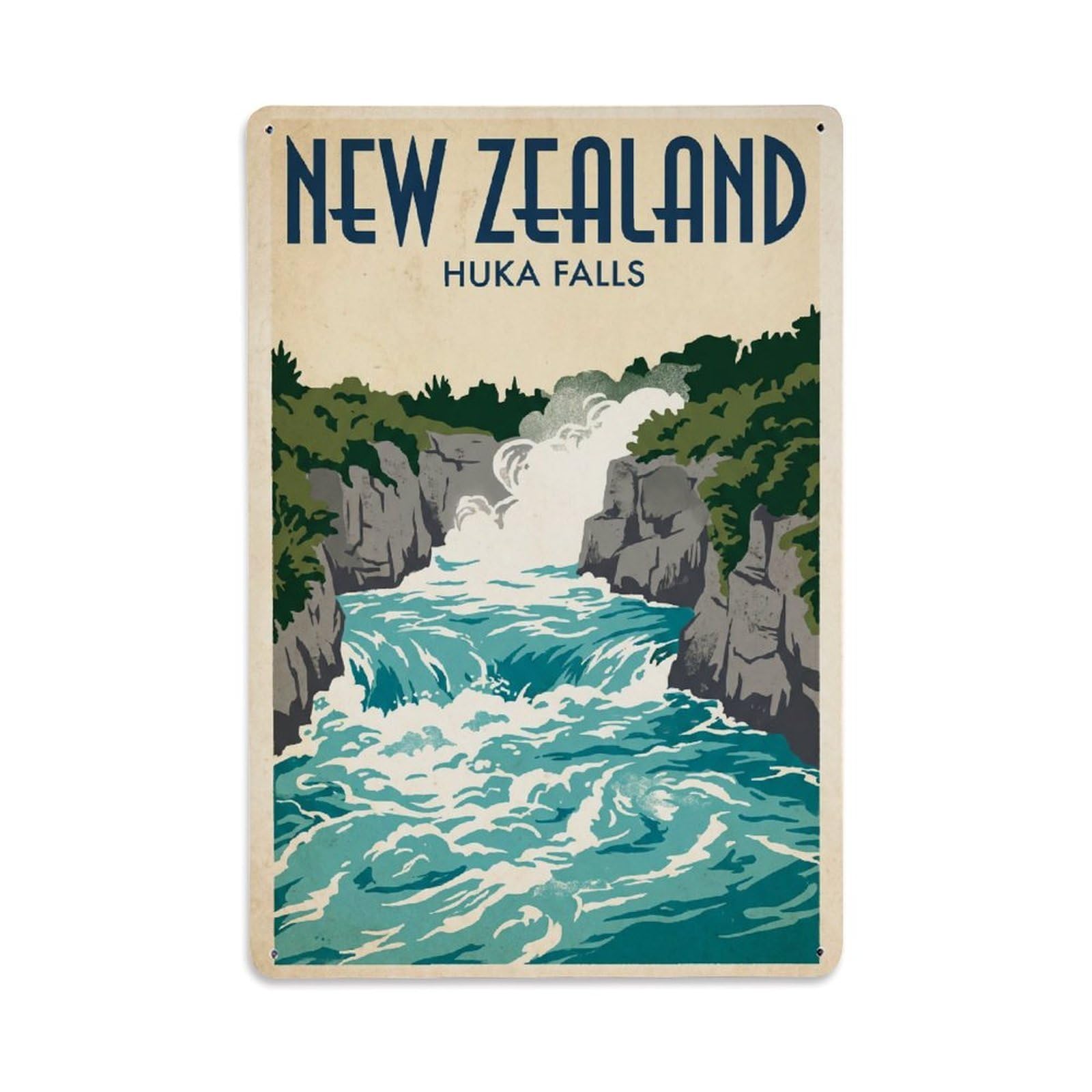 Gead 8X12inch Style Vintage Travel New Zealand Huka Falls Metal Tin Sign