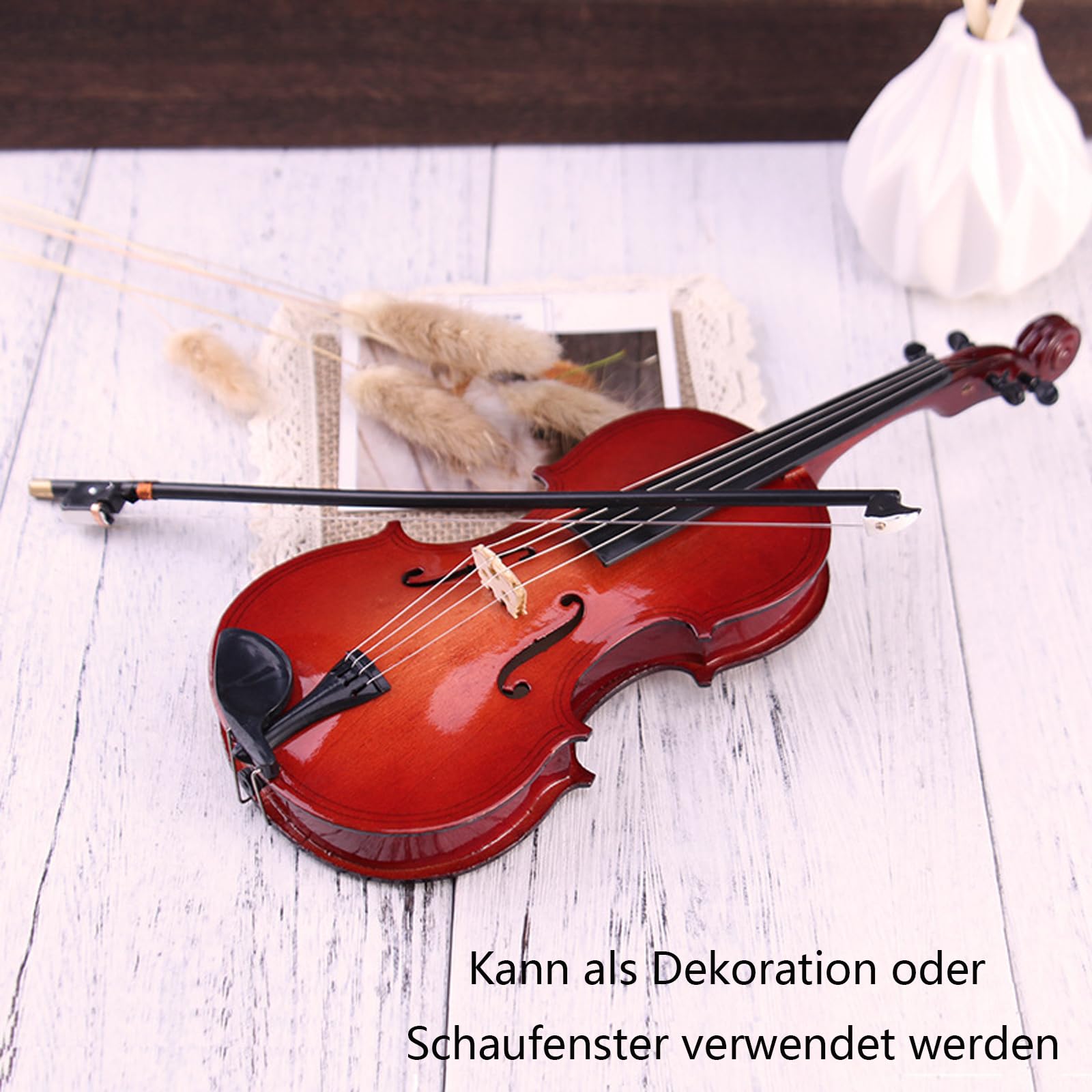 Mini Violon En Bois 1/1 Avec étui, Arche Et Support – Accessoire Maison De Poupée – Déco Musicale – Cadeau Collectionneur