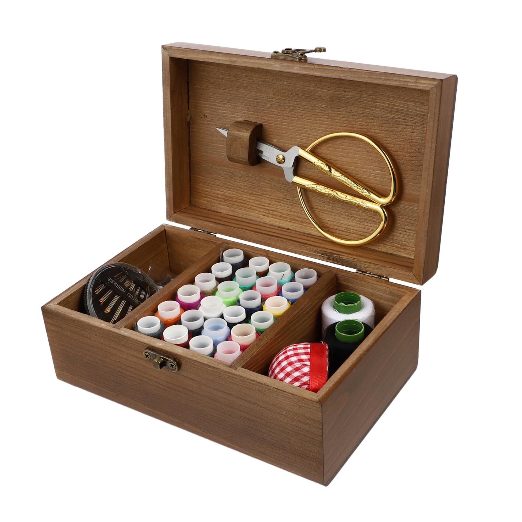 DIYEAH 1 Set Set Da Cucito in Scatola Kit Filo Per Cucire Strumenti Per Filo Da Cucito Kit Da Cucito Professionale Perno in Tessuto Inossidabile Viaggiare Strumento Filo Legno Massiccio