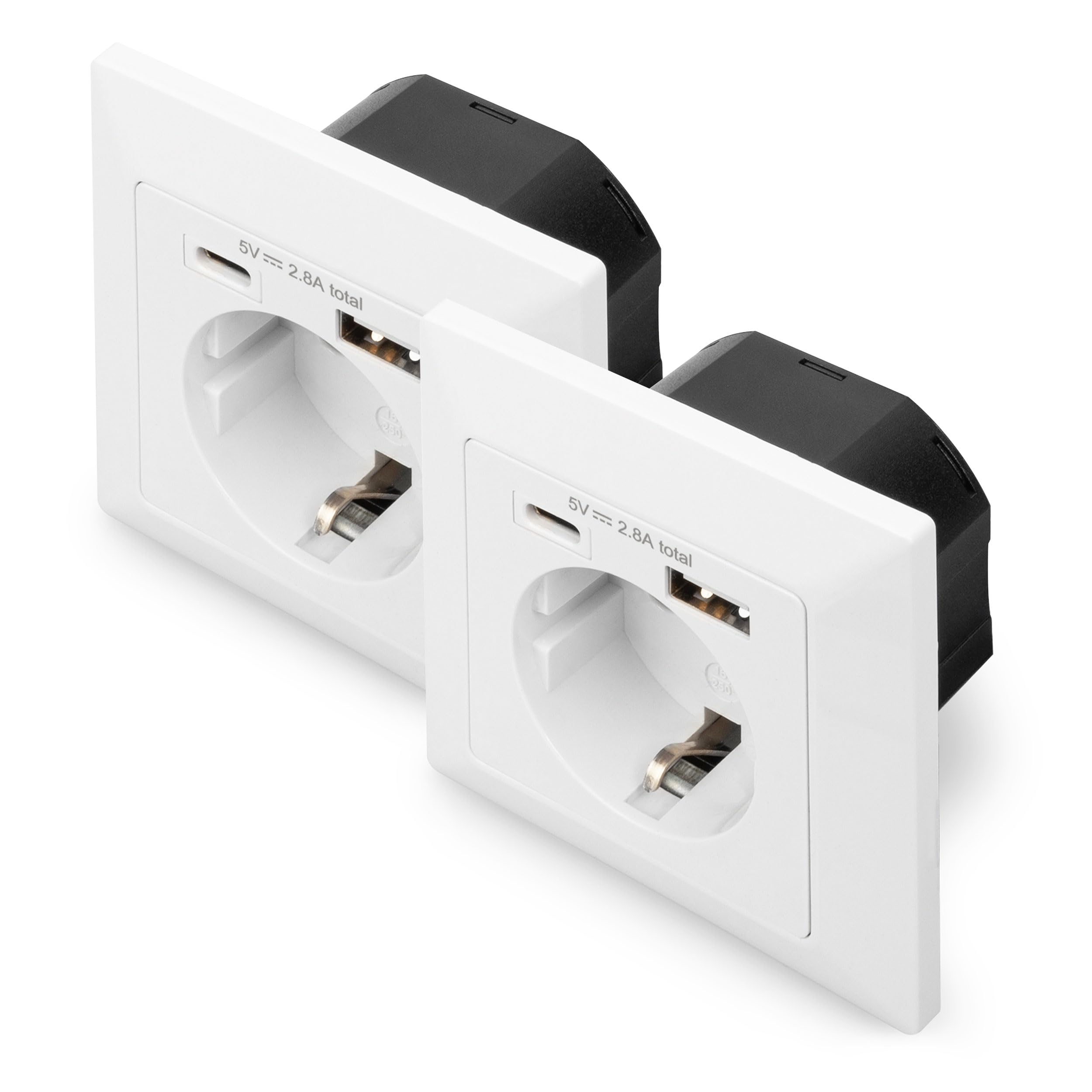Prise encastrée avec chargeur USB double port type A et C pour boîte mince