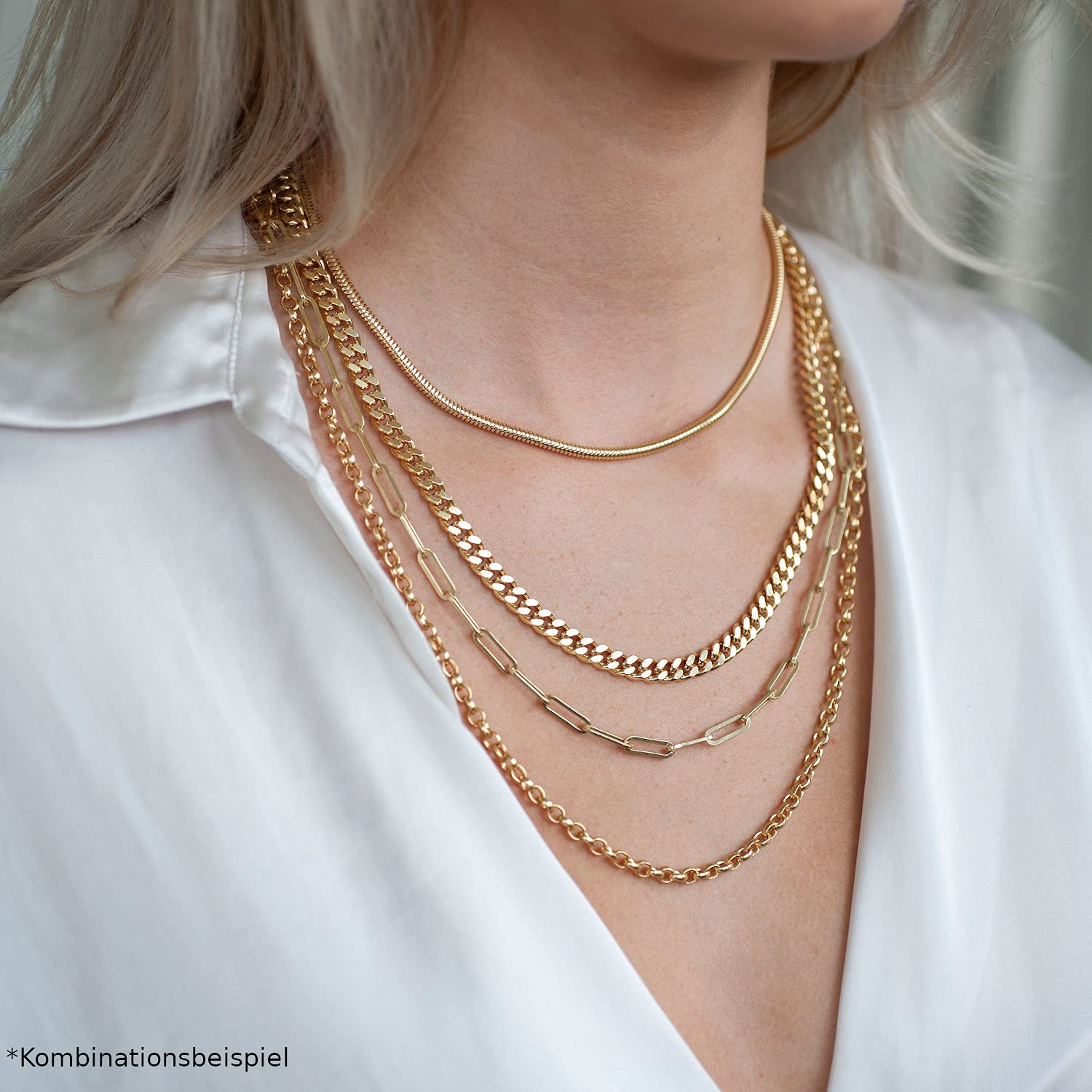 MATERIA 925 Silber Schlangenkette Gold - Damen Halskette Collier vergoldet 2,7mm in 40-80 cm + Box #K54