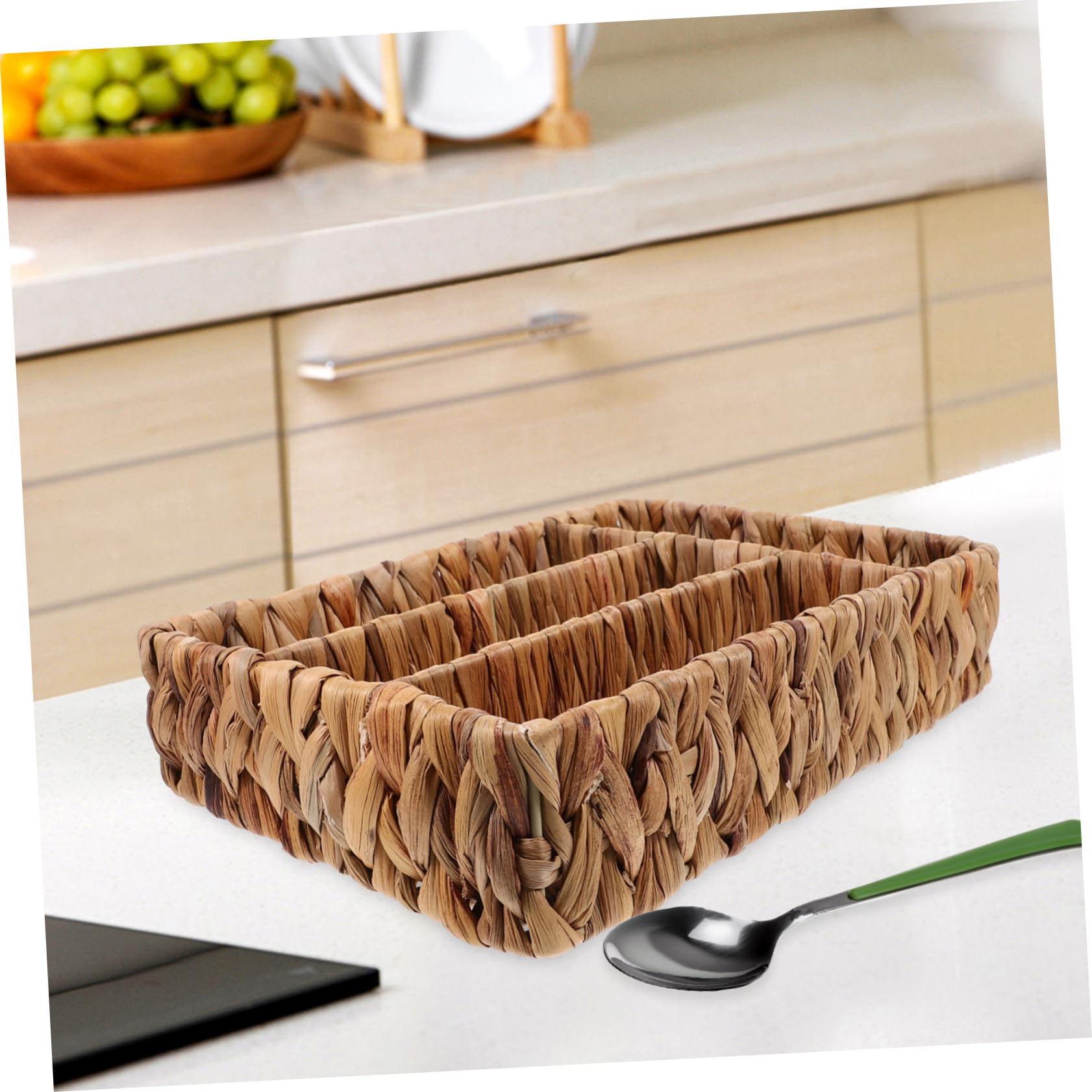 Zerodeko Cesta Para Cubiertos De Cestas De Mimbre Para Servir Organizador De Cubiertos De Mimbre Soporte Para Cubiertos Bandeja De Utensilios Cámping Cesta De Almacenamiento Planchar