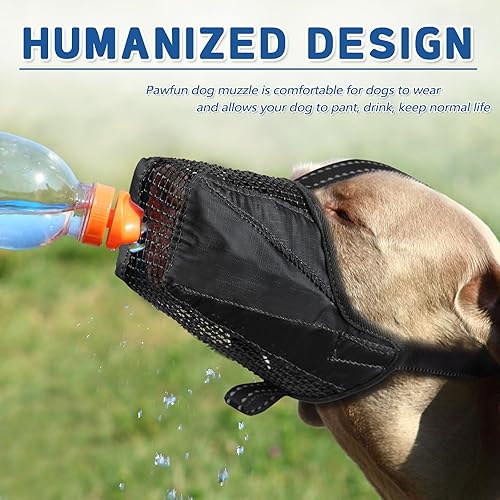 Miniatura 4 de PAWFUN Bozal para perro, de malla suave que no ladra para perros pequeños, medianos y grandes, protector bucal transpirable para perros, bozal