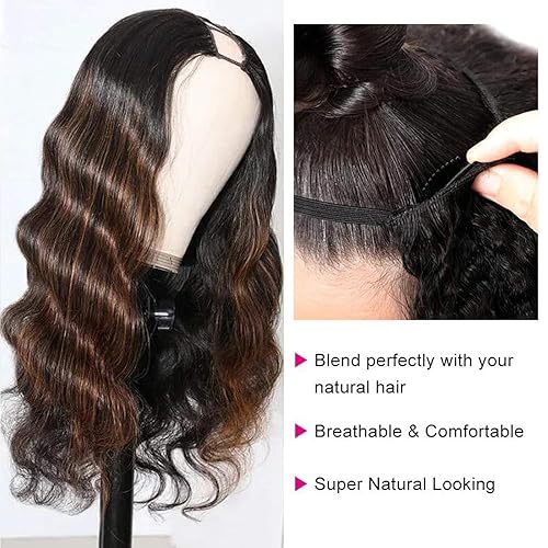 Miniatura 5 de Pelucas de cabello humano virgen brasileño ondulado con parte en V, sin pegamento, clip de cabeza completa en la mitad, peluca para mujeres negras,