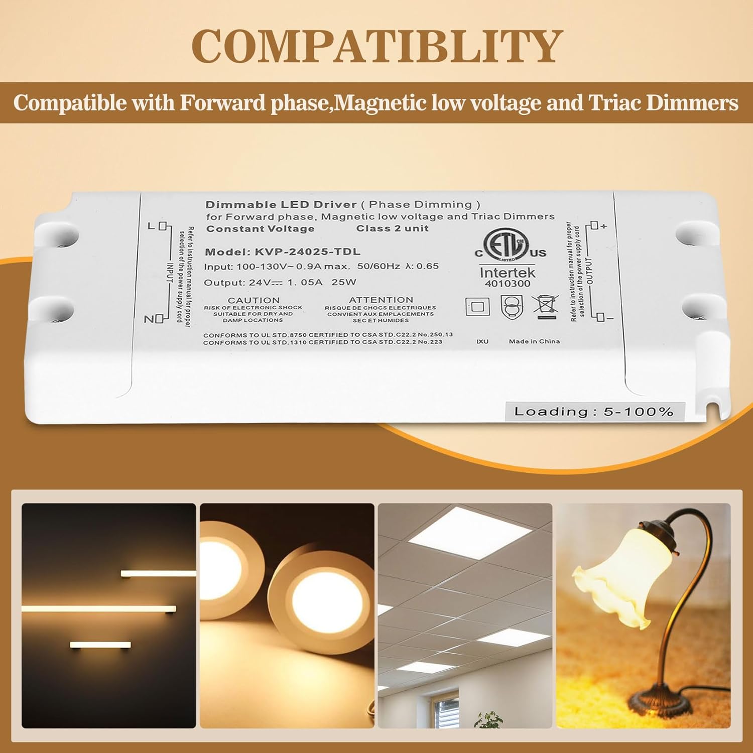 25W Dimmable LED Driver, 120V AC to 24V DC Transformer Electric Power Supply Adapter, 25W LED Dimming Driver, Electric Power Supply Compatible with lutron, leviton Dimmers 1 Pack - Image 5