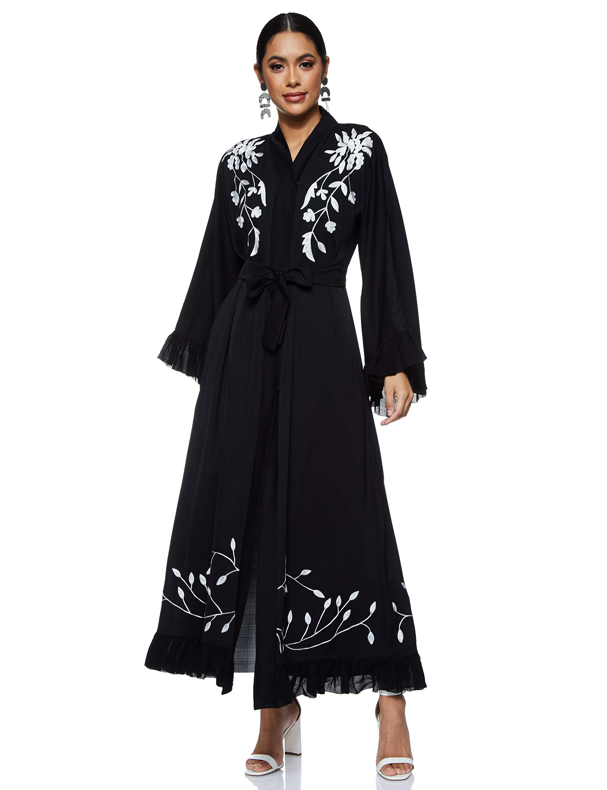 NukhbaaWomen's Waist Tie Abaya Abaya