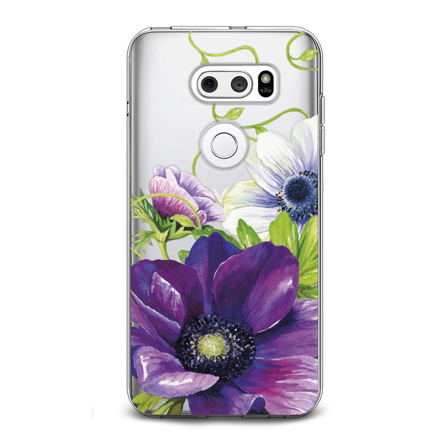 Lex Altern TPU Case Compatible with LG G7 Stylo 7 6 5 K62 K11 G7 ThinQ G6 K42 V35 V50 Soft Smooth Green Plants Lux Luxury Women Design Cover Print Girly Clear Flowers Slim fit Lightweight Art Purple