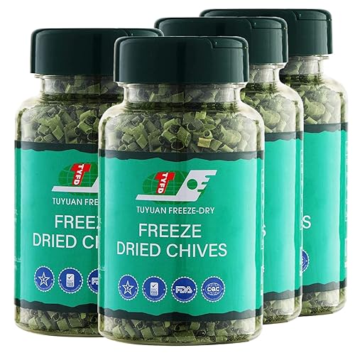 TYFD TUYUAN FREEZE-DRY Cebollino liofilizado, cebollino liofilizado, cebollino sustituto fresco, condimento de cebollino deshidratado, 4 x 0.28